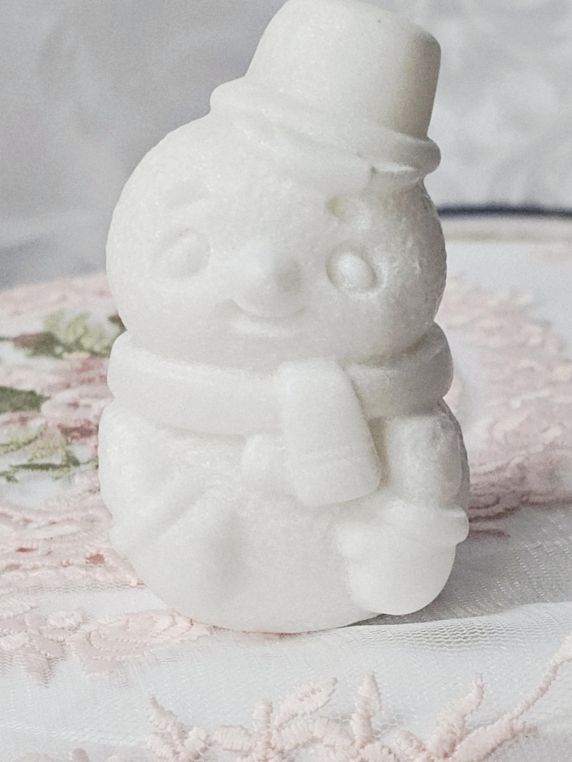 Marble Crystal Snowman Statue, Christmas Decor (3in)