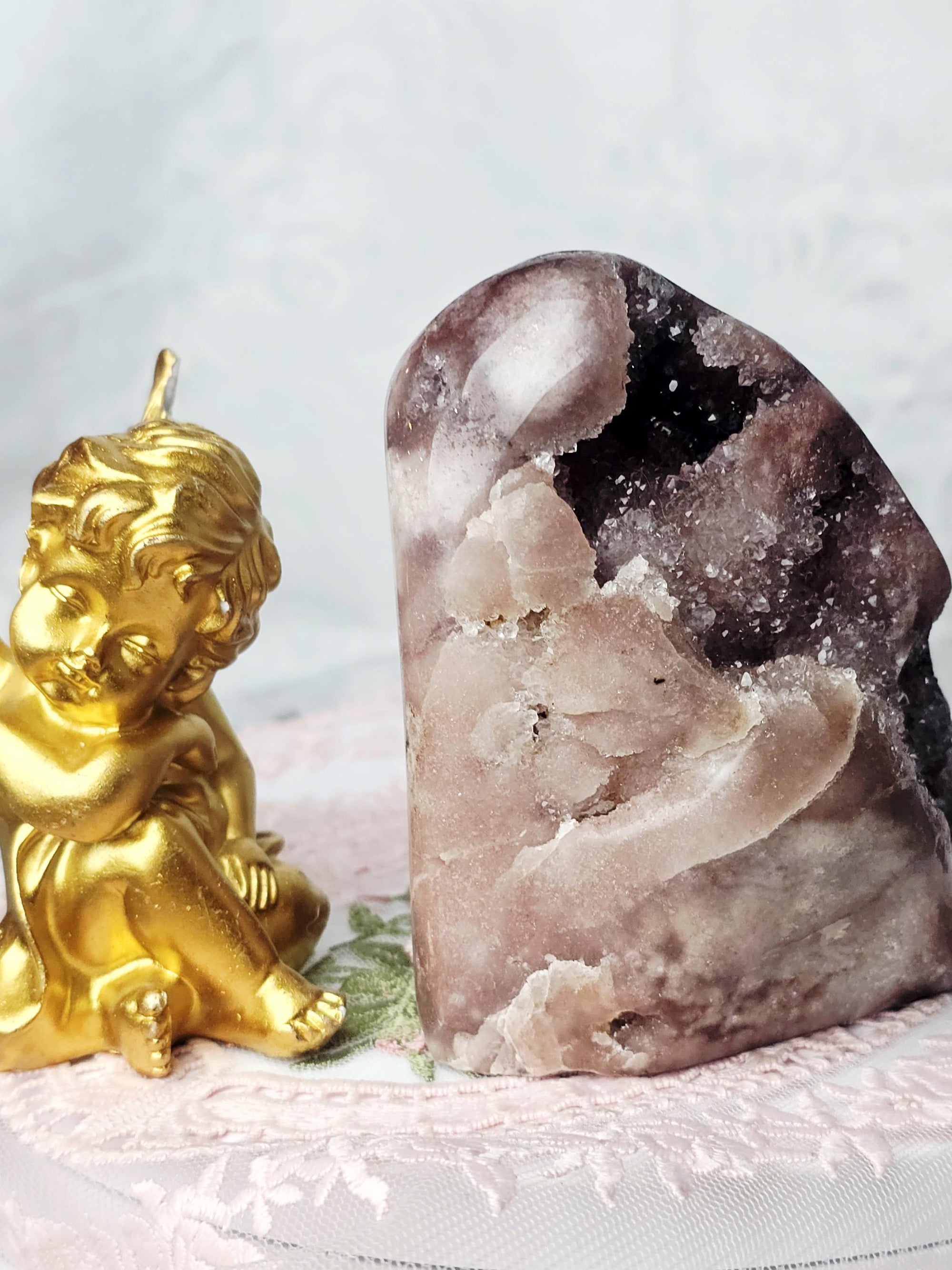 LG  Red Pink Amethyst Freeform, Druzy Freeform , Crystal Art , Gift
