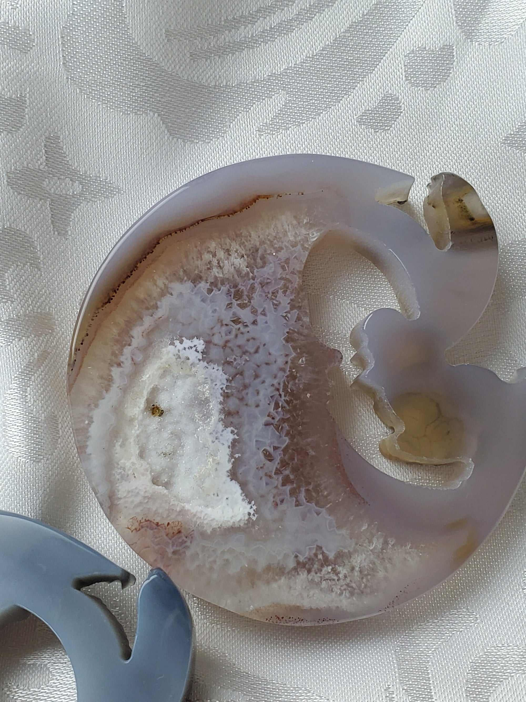 Druzy Agate Moon Fairy Carving, Fairy Garden Decor