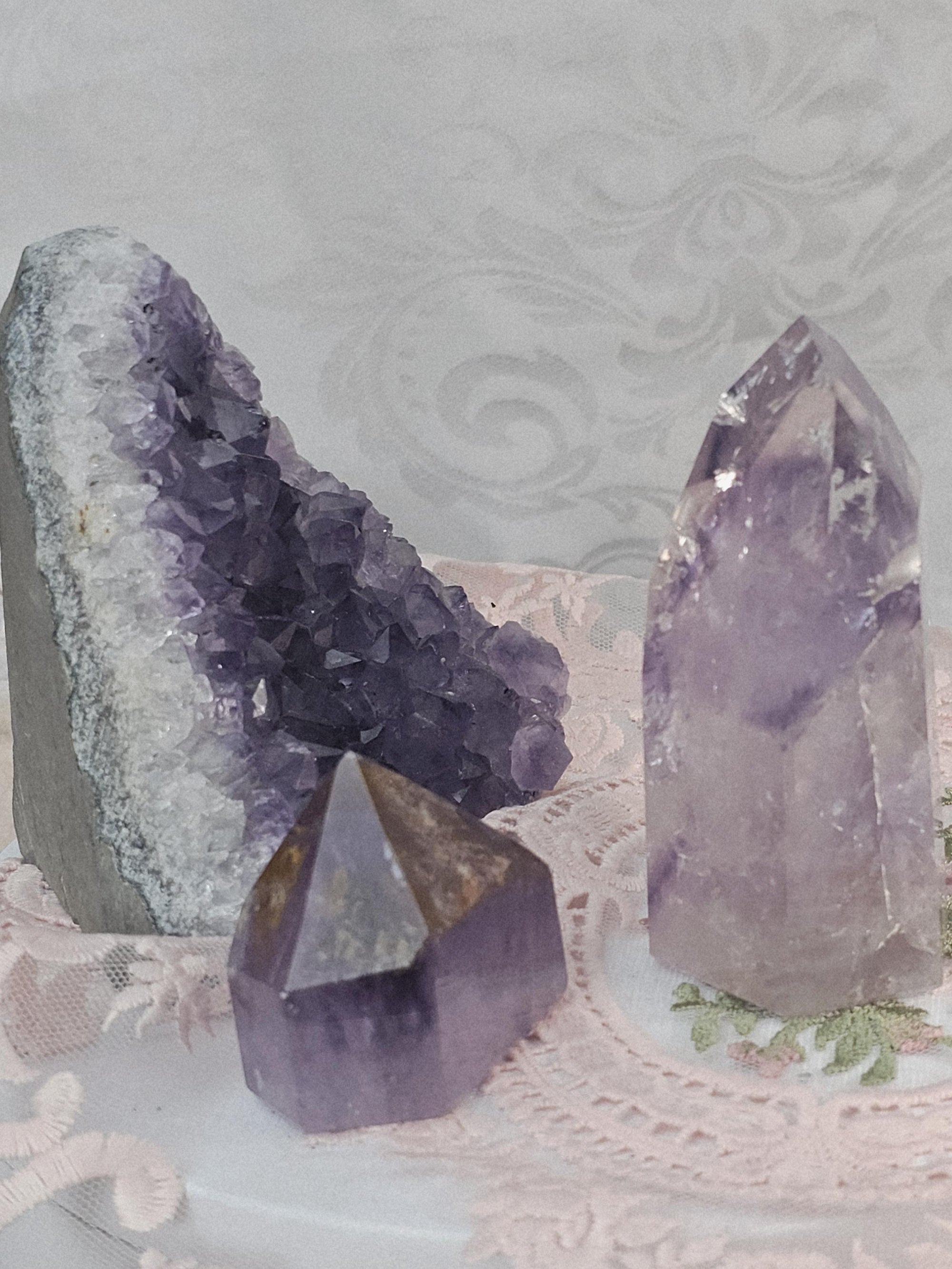 Amethyst Crystal Set, Golden Healer, Phantom Amethyst, Cutbase