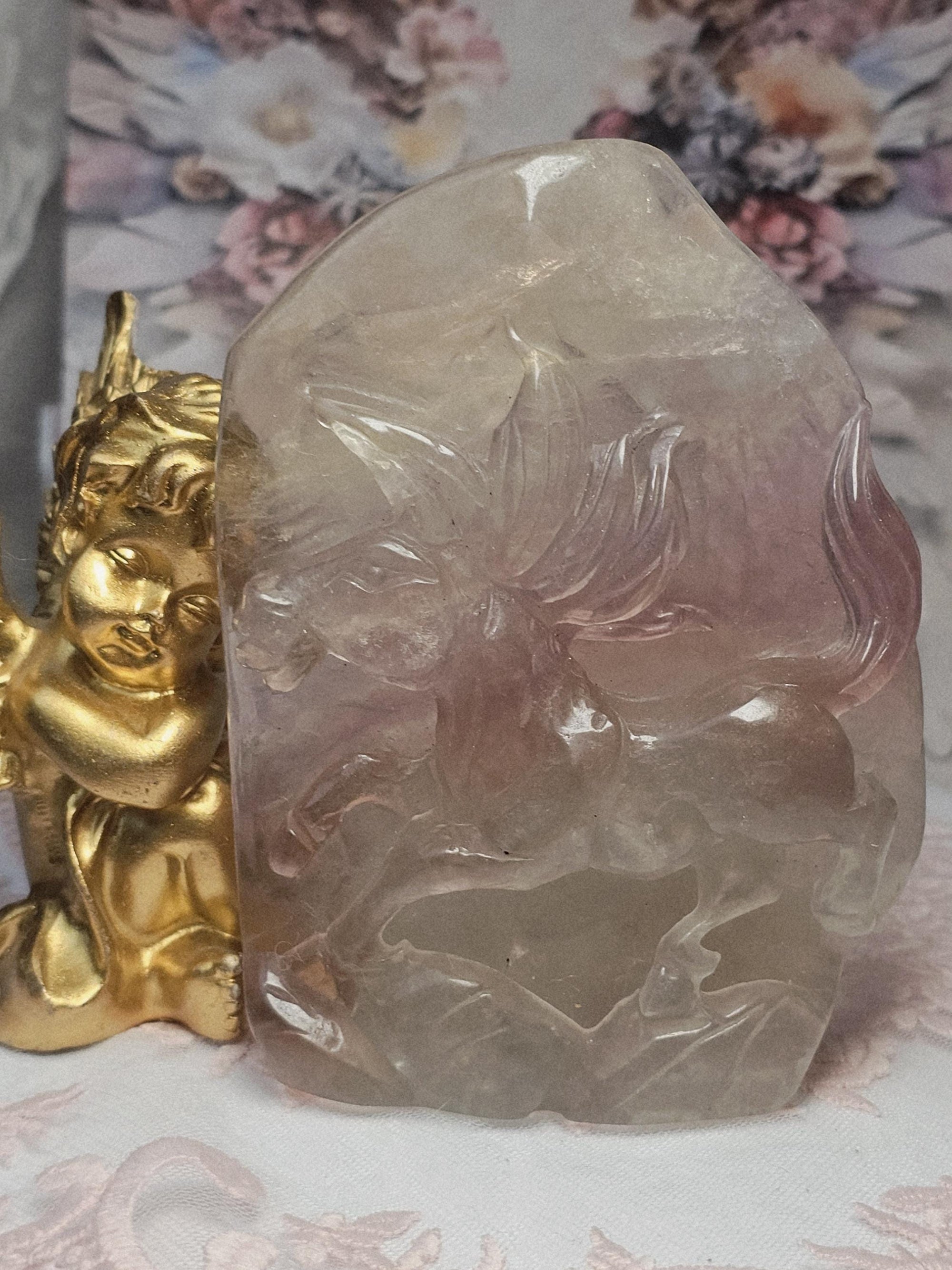 Rainbow Fluorite Horse Sculpture, Handmade Crystal Figurine