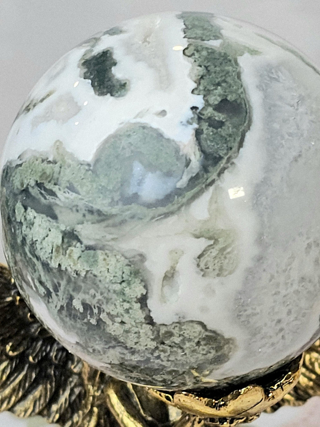 Moss Agate Crystal Sphere, Calming Stone, 2.25 inch