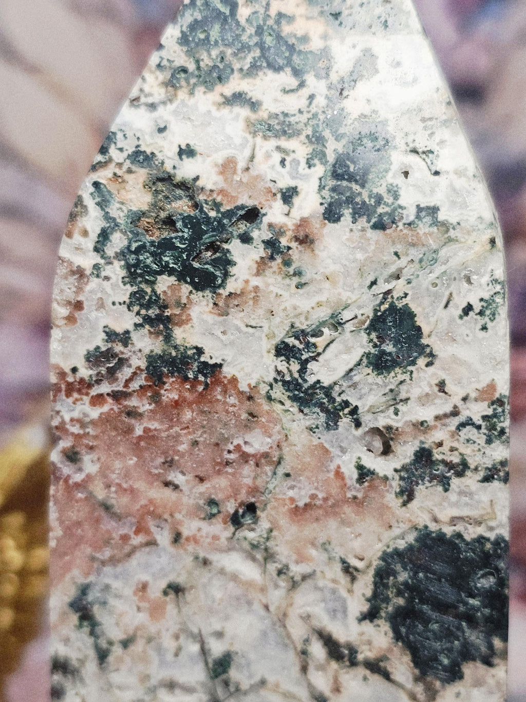 Rare Pink Amethyst Moss Agate Tower, Large Crystal Point, Crystals, Healing crystals, Calming Stone