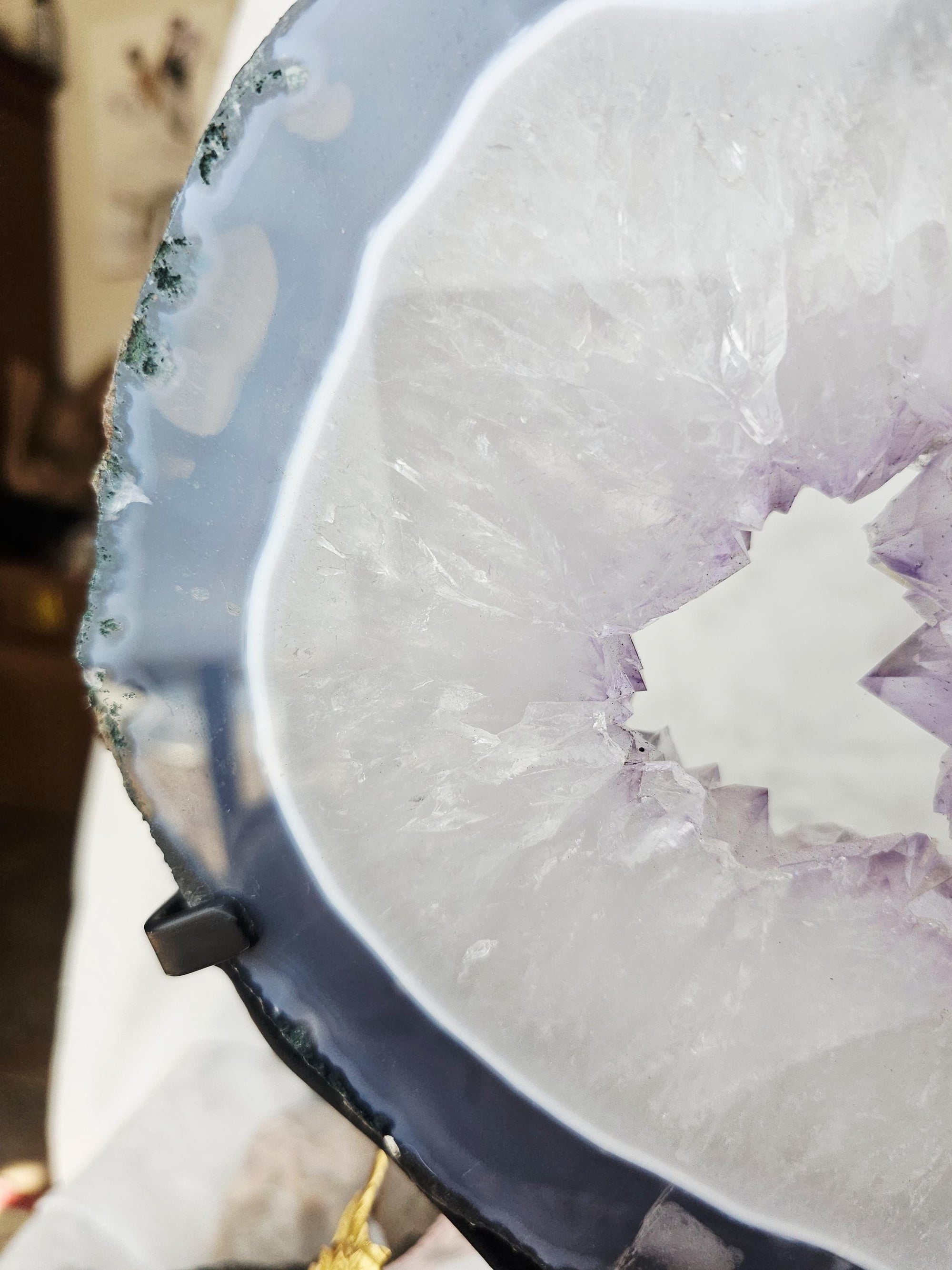 Amethyst Portal with Moss Agate and Blue Chalchedony, Amethyst Portal