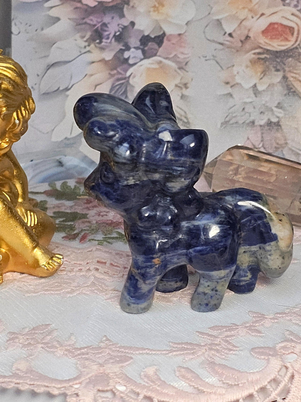 Sodalite Crystal Horse, Healing Stone, Home Decor