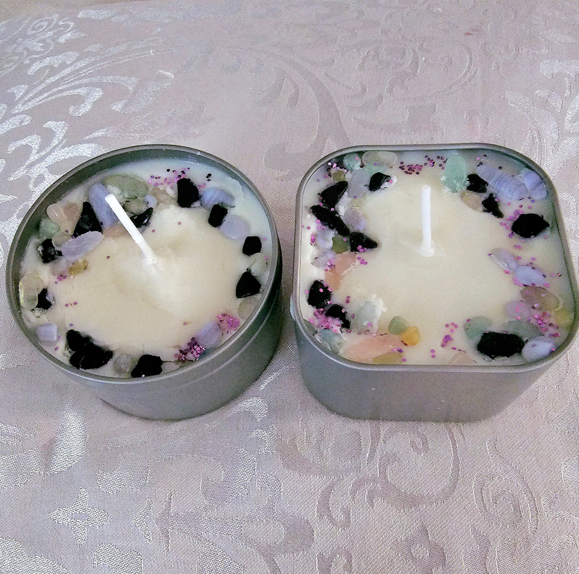 Crystal Intention Candle: Reiki Infused, Aromatherapy Soy Wax Candle