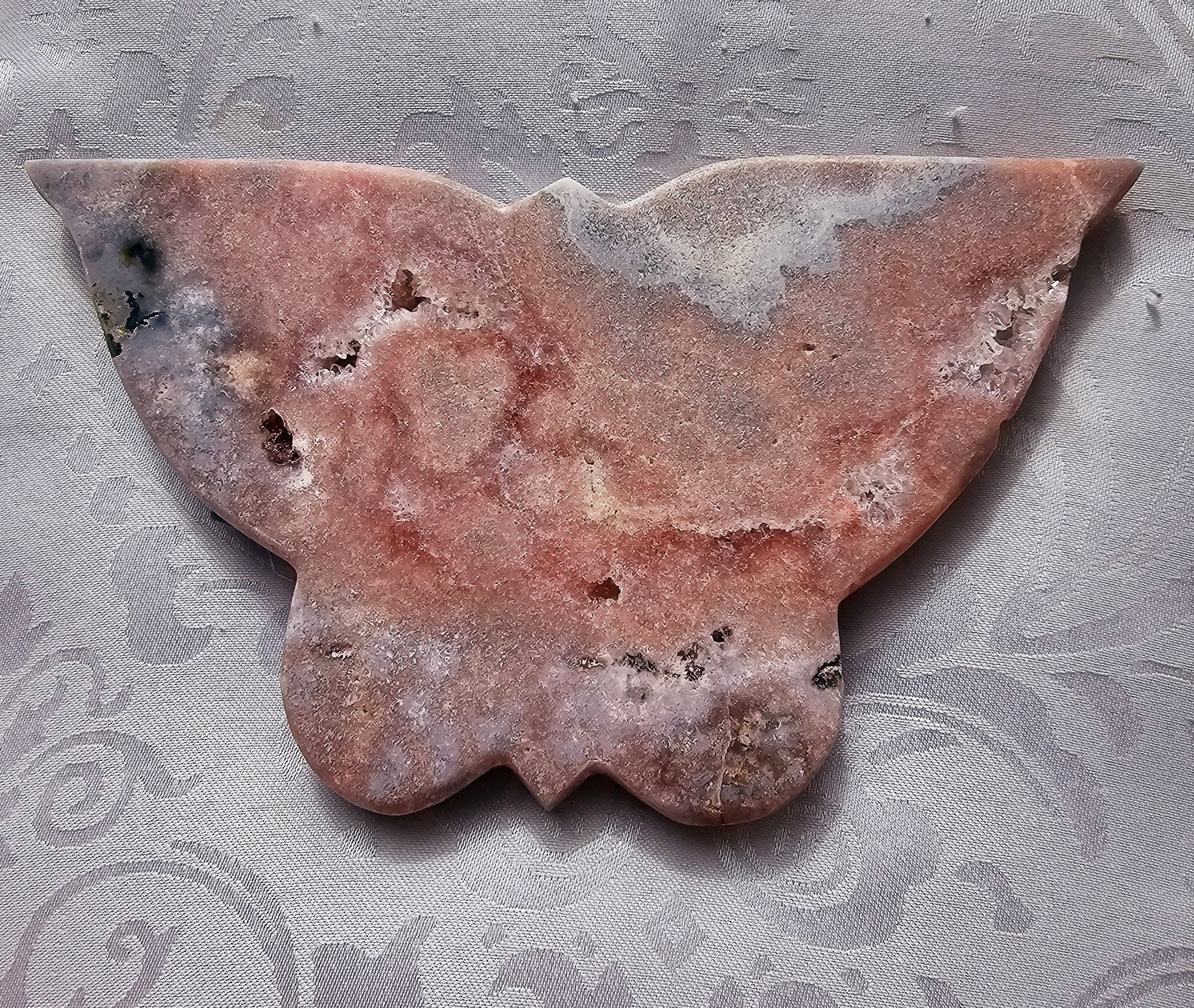 Pink Amethyst Druzy Butterfly, Brazilian Crystal Heart