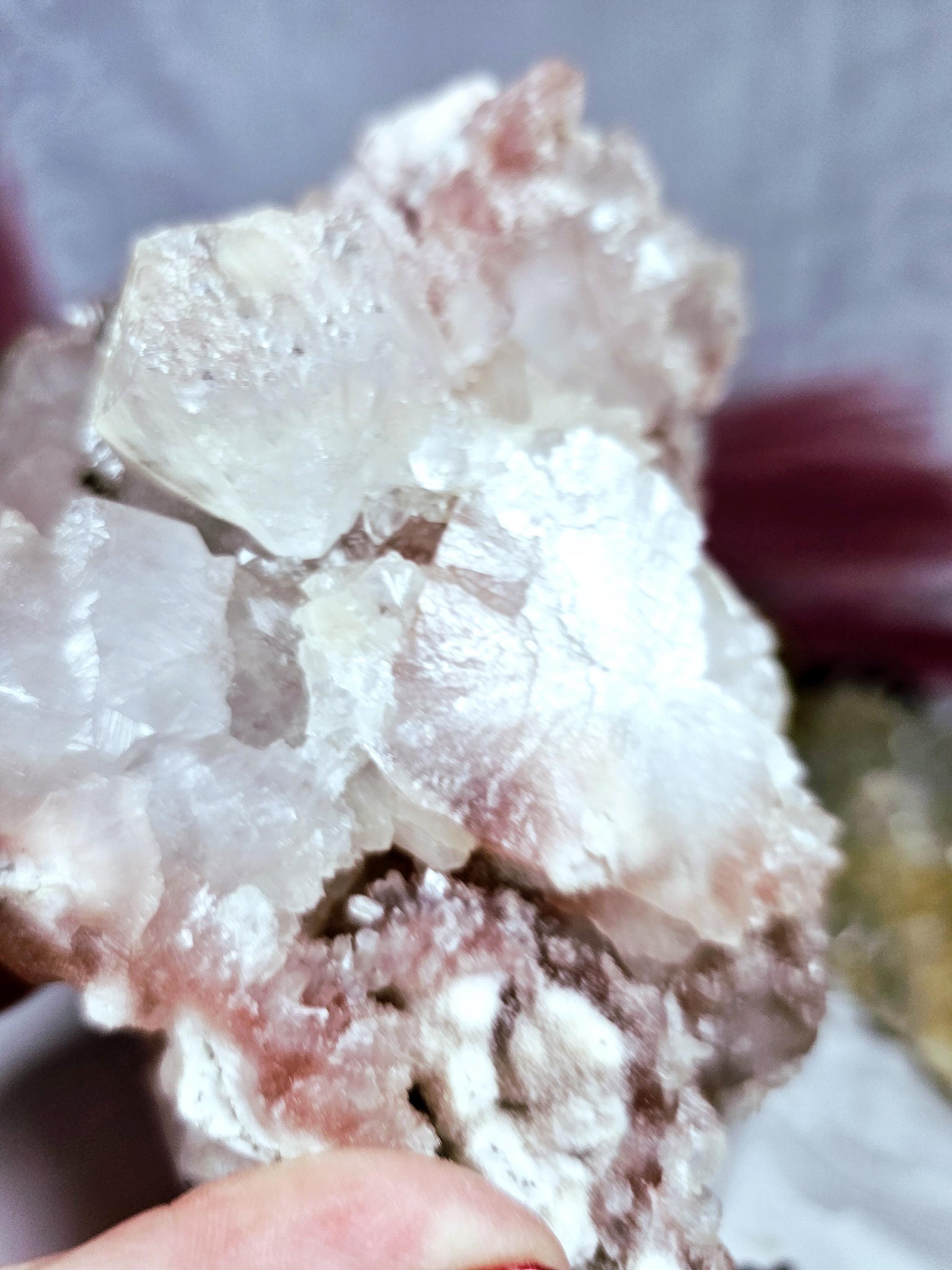 Rare Pink Cotton Candy Sugar Apophyllite Crystal Cluster from India