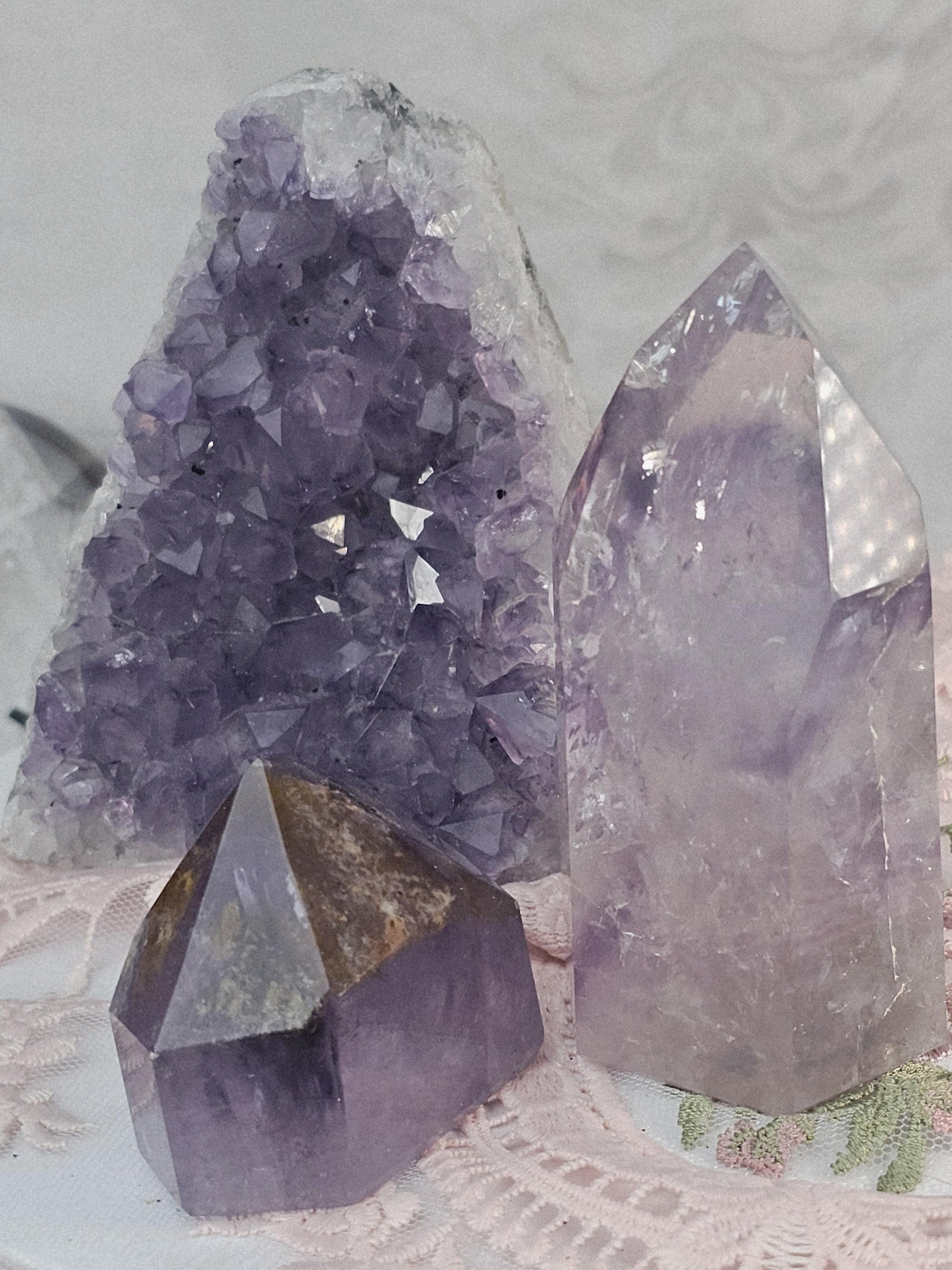 Amethyst Crystal Set, Golden Healer, Phantom Amethyst, Cutbase