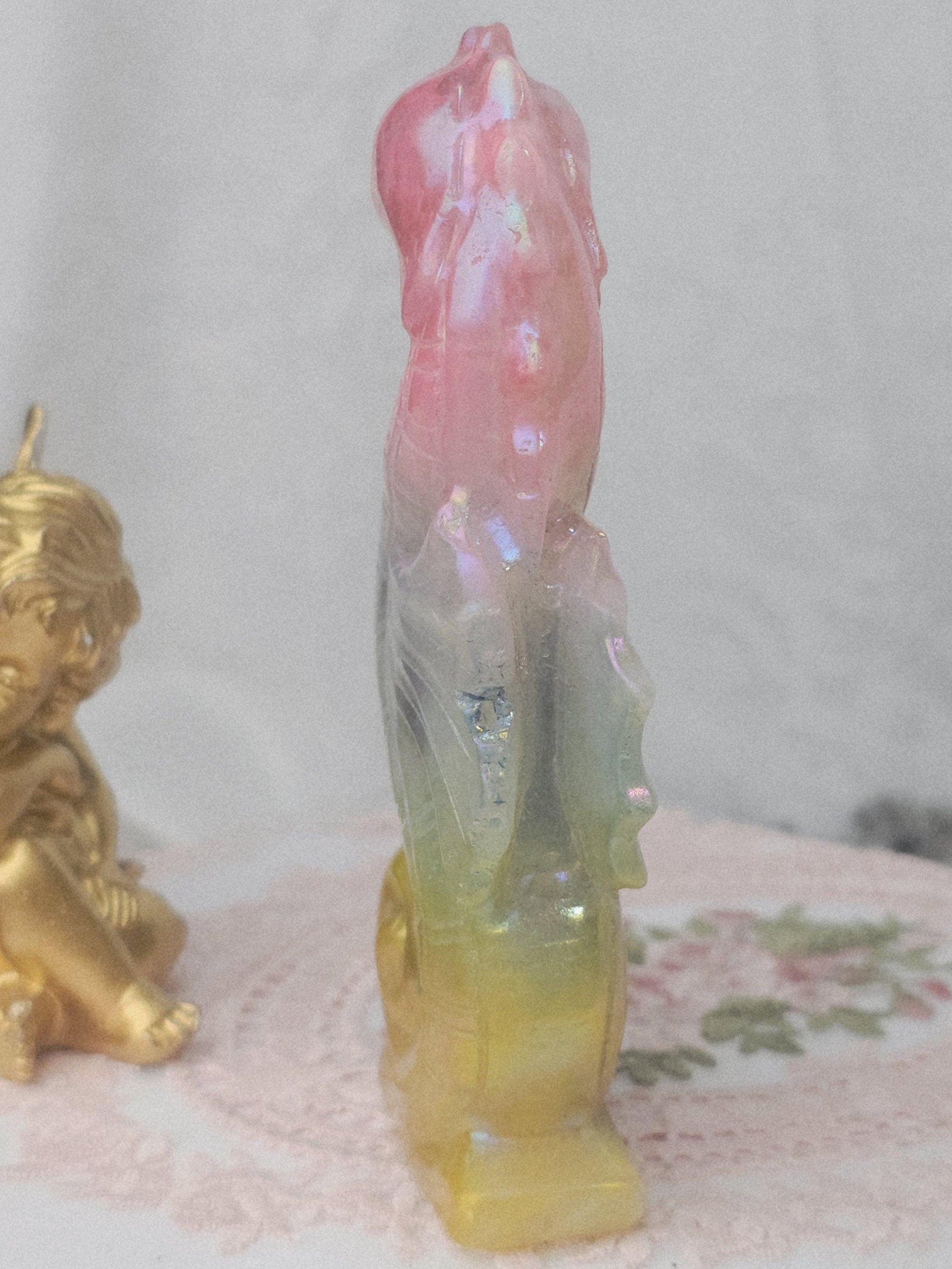 Lg Aura Clear Quartz Seahorse, Home Decor, Aura Clear Quartz Crystal, Crystals
