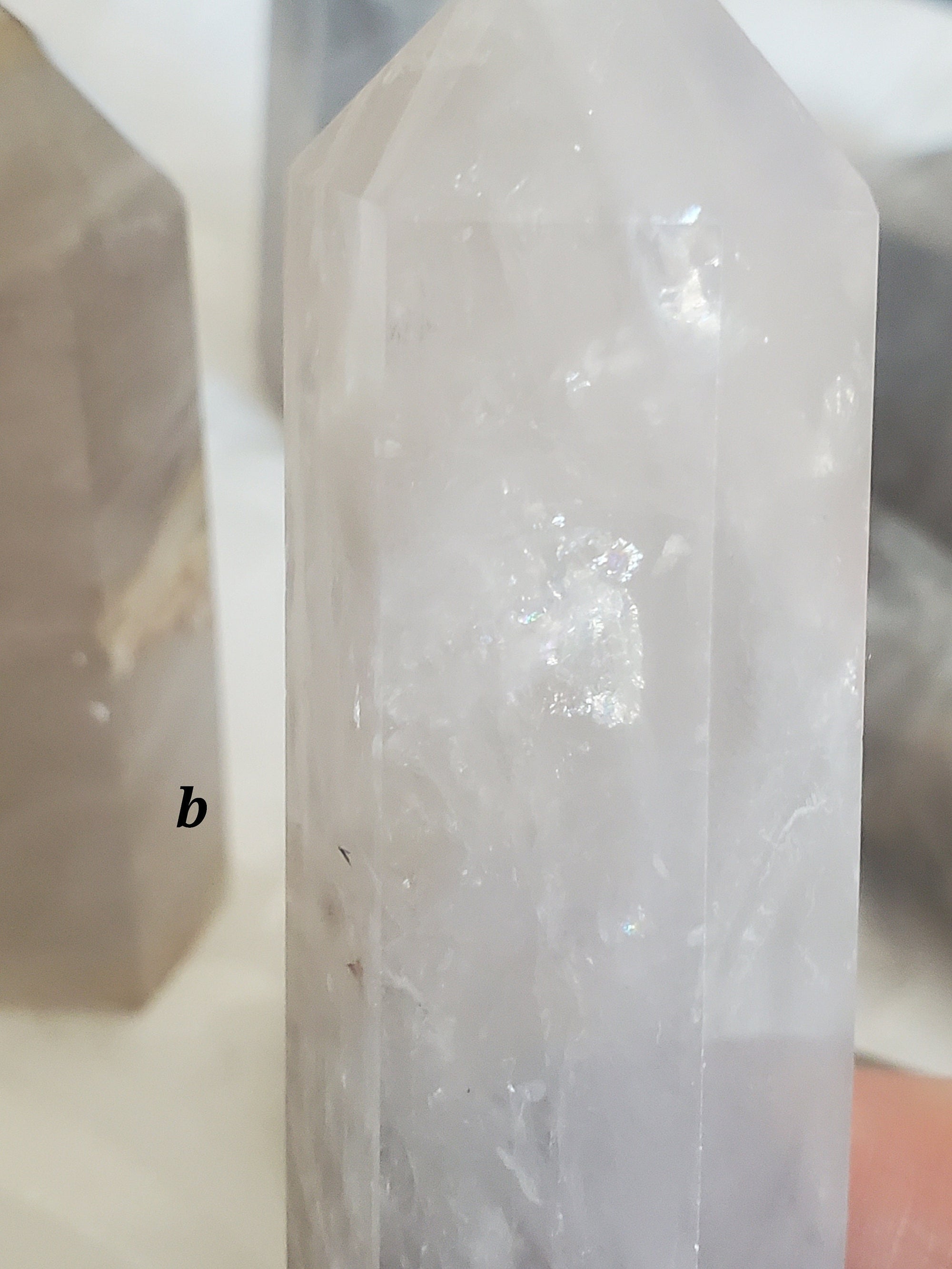 Lg Blue Rose Quartz with Rainbows Crystal Tower, 4in Blue Rose Quartz Crystals, Crystal, Gifts