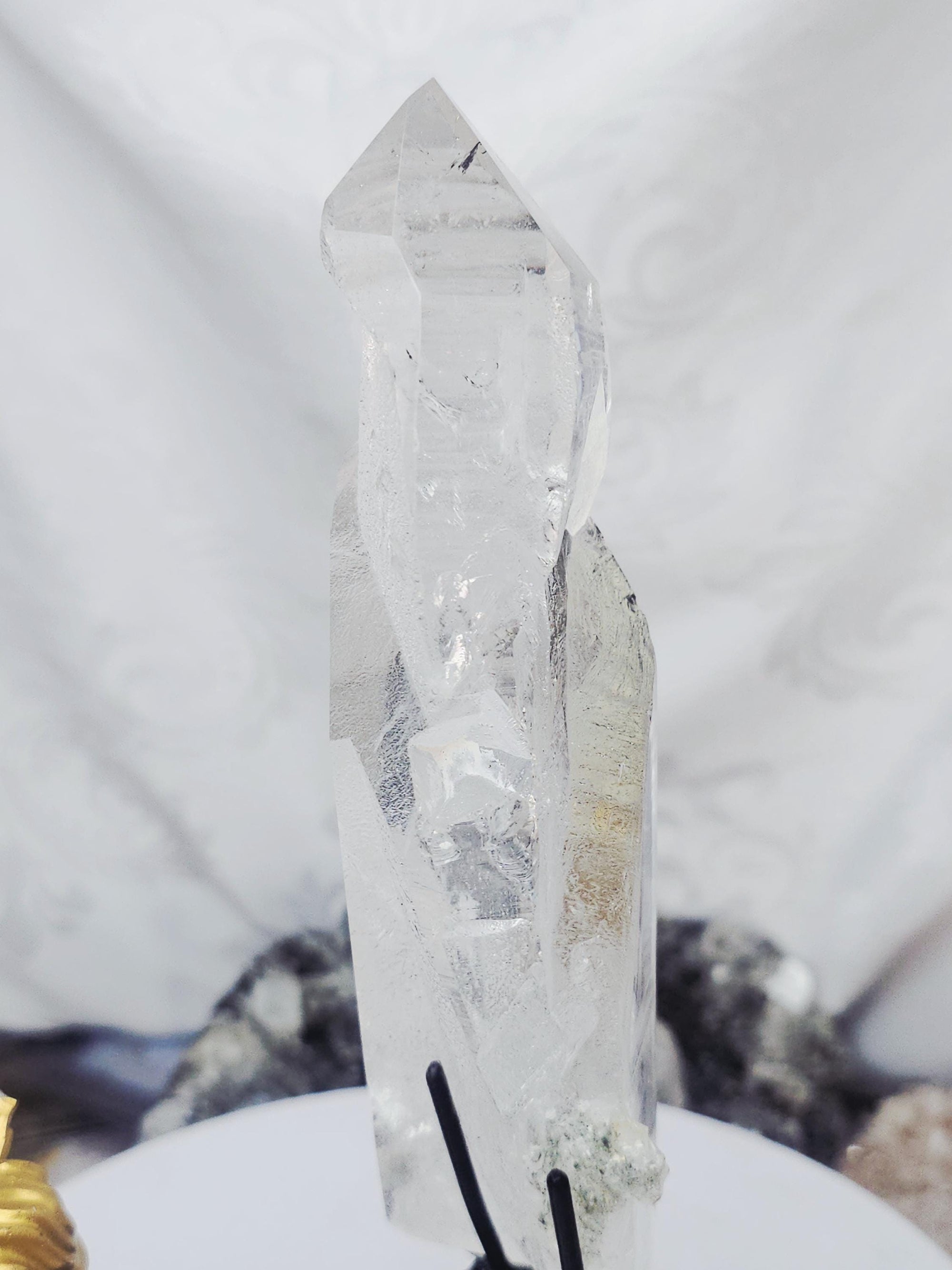 RARE LG  Lemurian Inner Child or Manifestation Quartz on a Stand , Columbia, Crystal Statement Piece