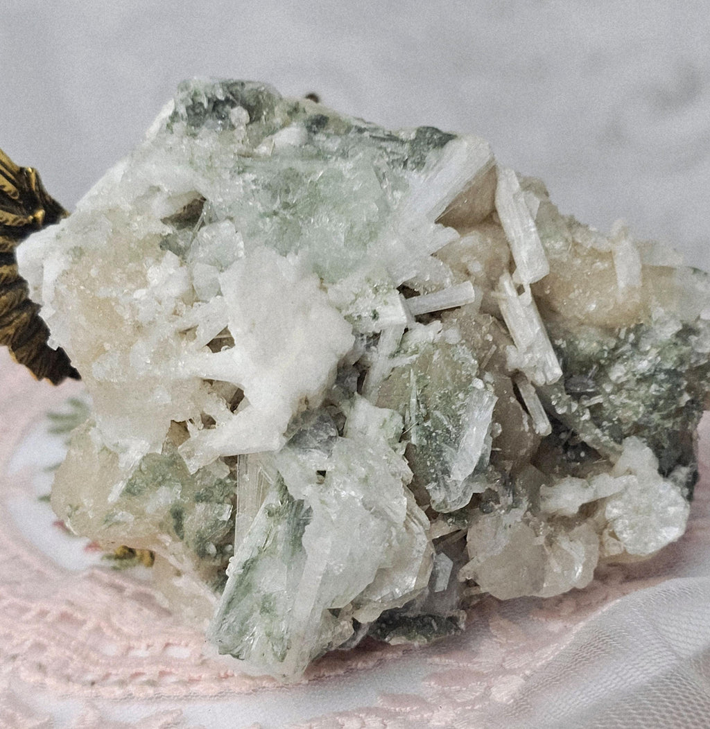Rare Candy Apple Green Apophyllite with Scolecite and Stillbite