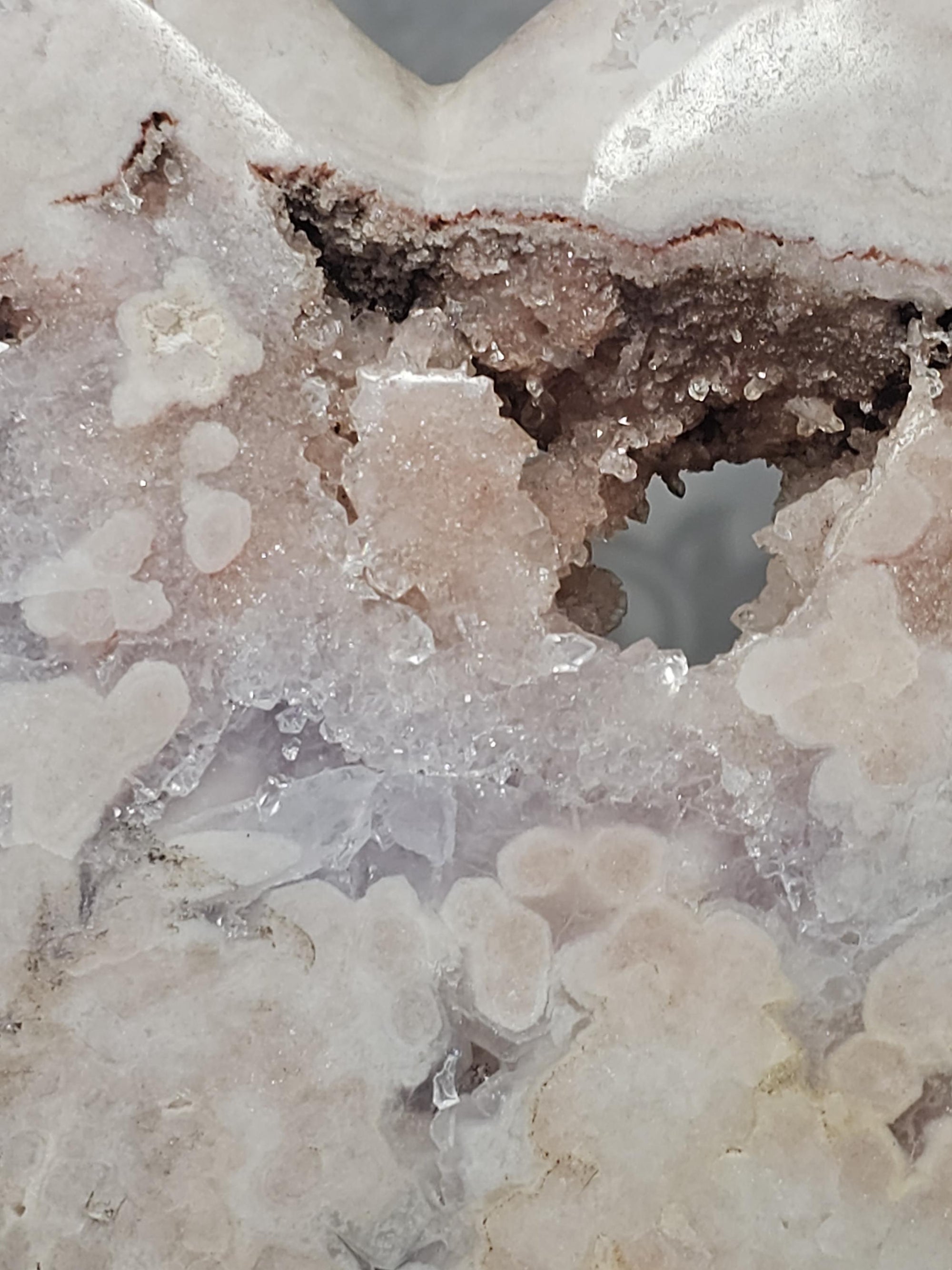 Pink Amethyst Druzy Heart, Rose Gold Stand, Brazilian Crystal Gift