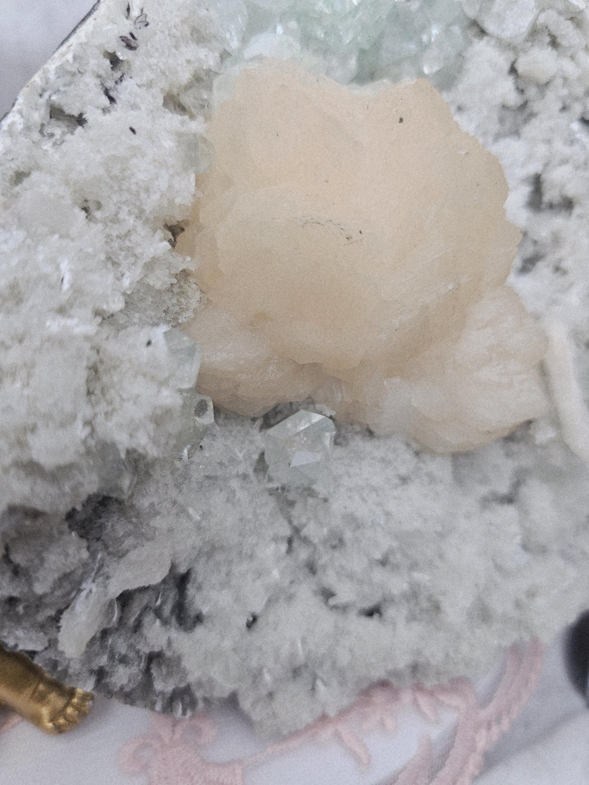 RARE LG 2.55 lb Sugar Green Diamond  Apophyllite with Stillbite from India , Apophyllite, Crystal, Crystals, Home decor
