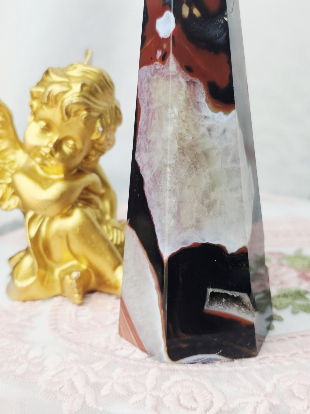 Sardonyx Carnelian Tower, Carnelian Towers , Orange and Black Sardonyx, Crystal Gift