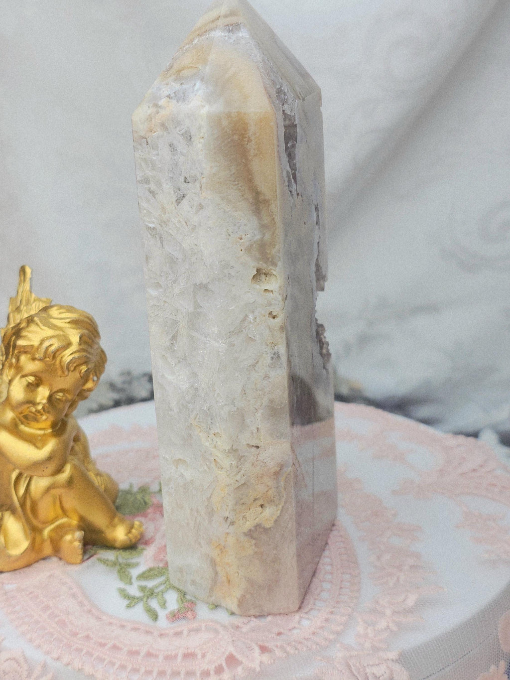 Ex LG Pink Amethyst Tower, Druzy Tower, Crystal Tower ,Gift
