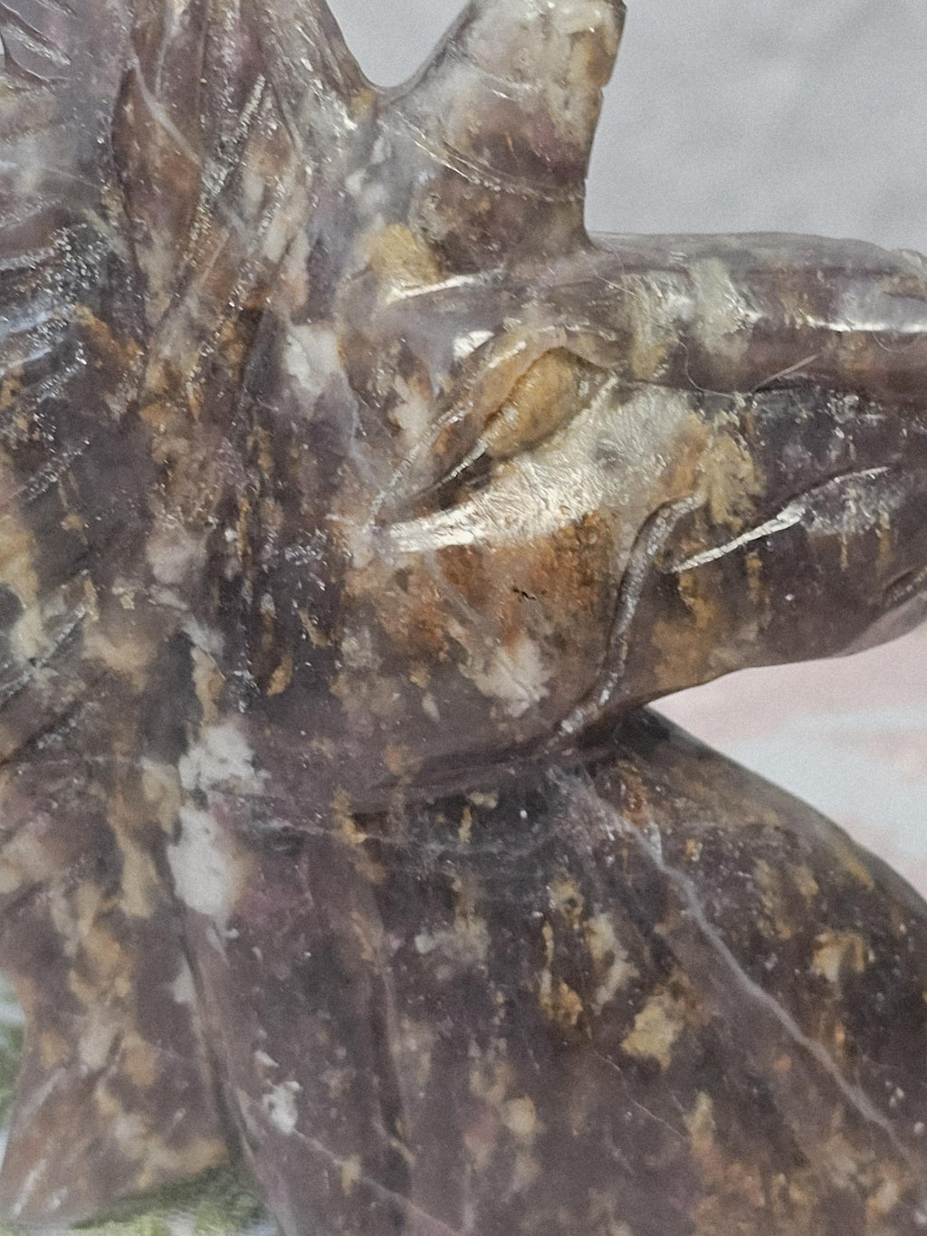 Rare Unicorn Stone Unicorn Carving, Pink Tourmaline Lepidolite Crystal