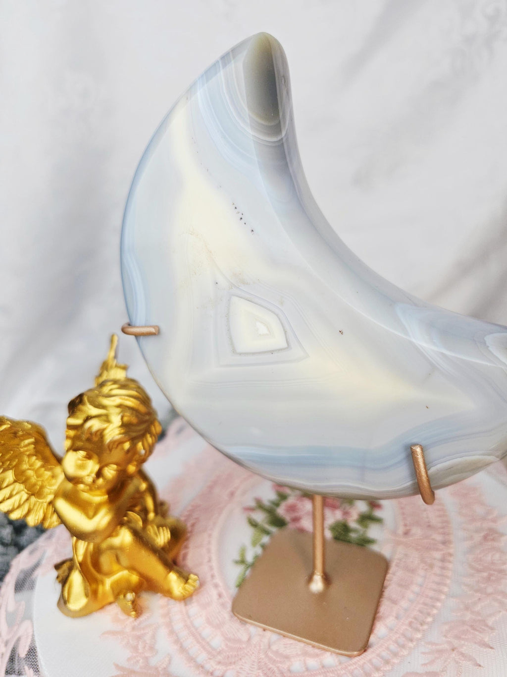 Agate Moon, Moon, Crystal, Home Decor