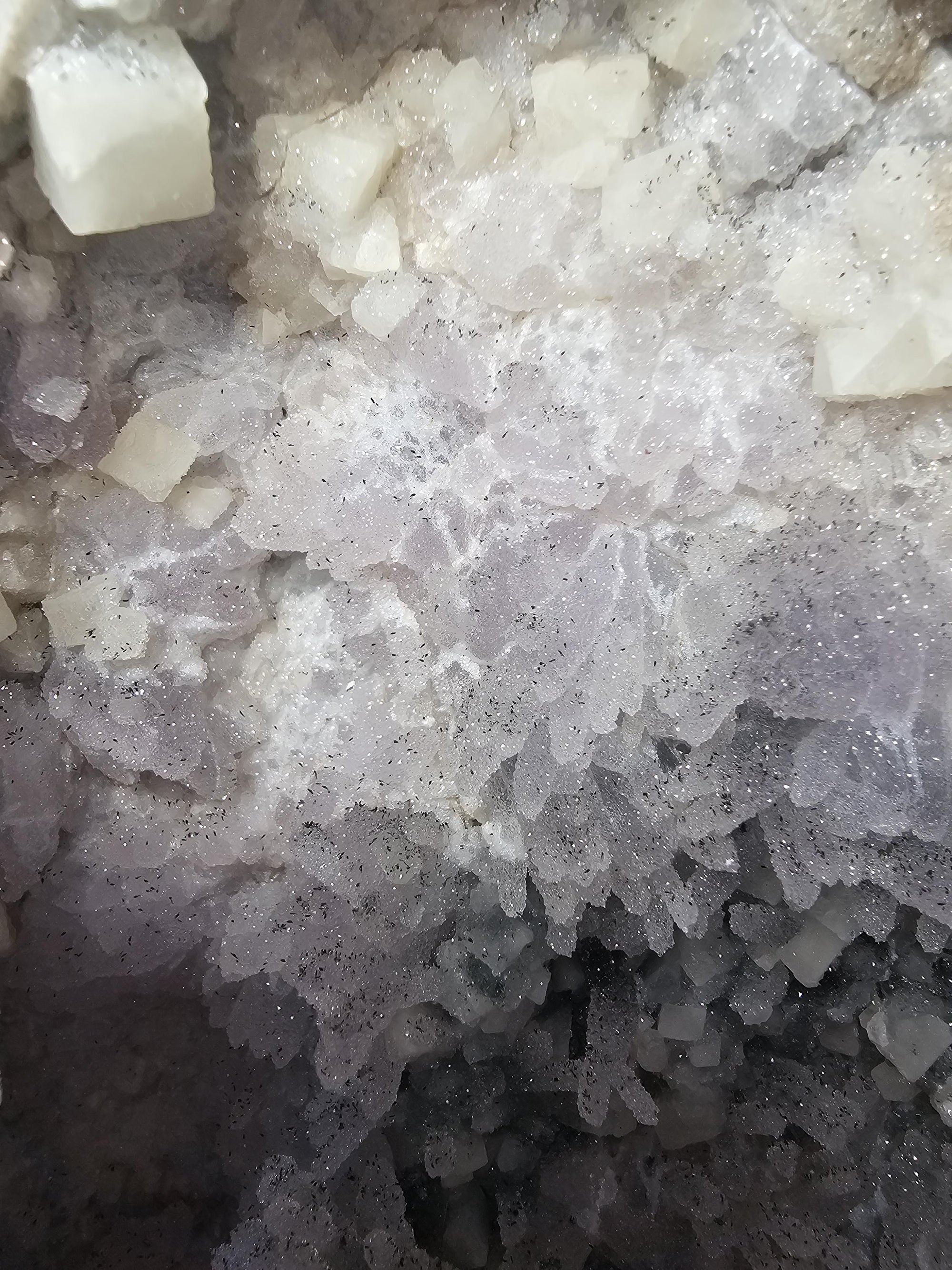 34.75 lb Rare Amethyst Cathedral with Sugar, Calcite Cubes, Flowers