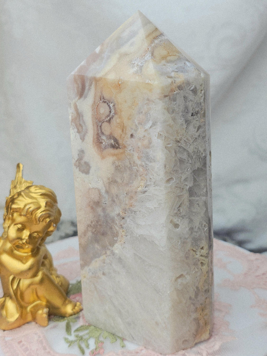 Ex LG Pink Amethyst Tower, Druzy Tower, Crystal Tower ,Gift
