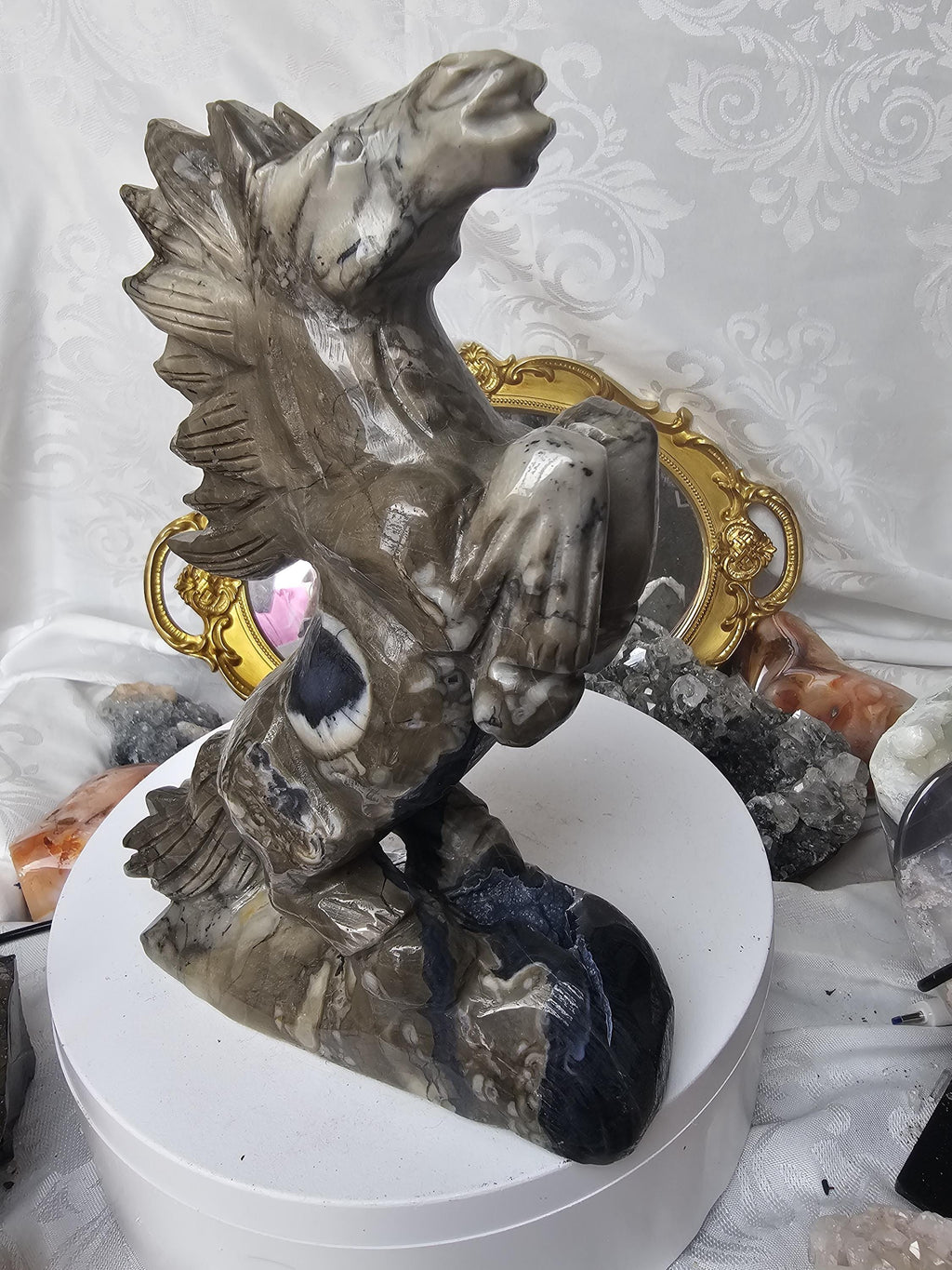 Volcano Agate Carved Horse, Handmade, Crystal