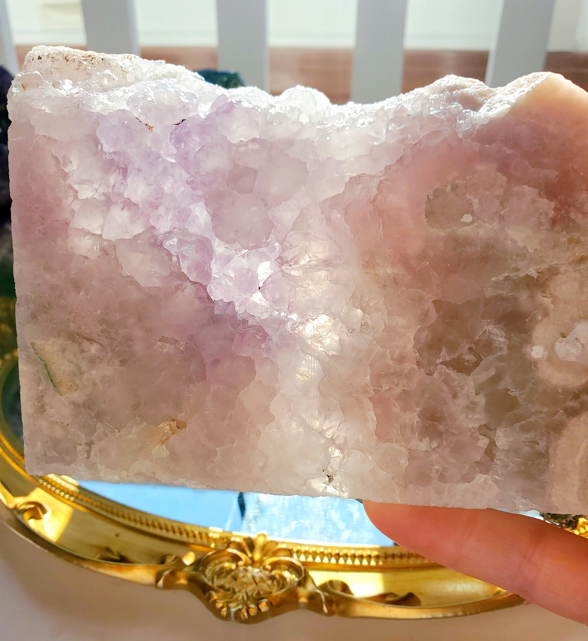RARE Amethyst Flower Agate Slab with Druzy