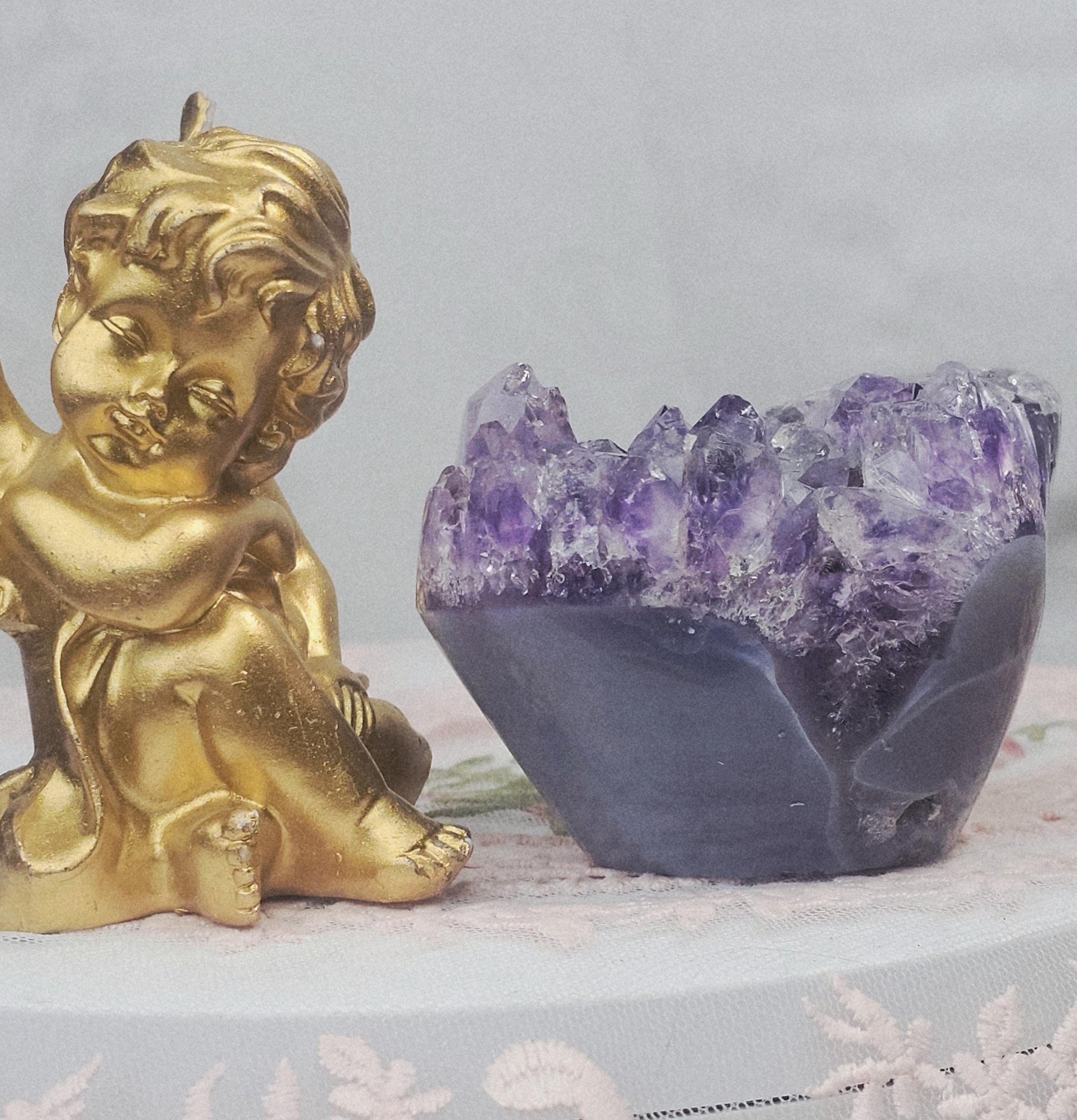 Amethyst Geode Cupcake, Crystal Home Decor, Gift, Amethyst, Brazilian Amethyst