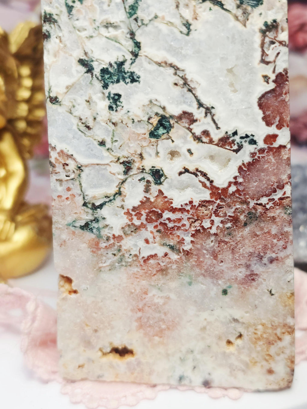 Rare Pink Amethyst Moss Agate Tower, Large Crystal Point, Crystals, Healing crystals, Calming Stone