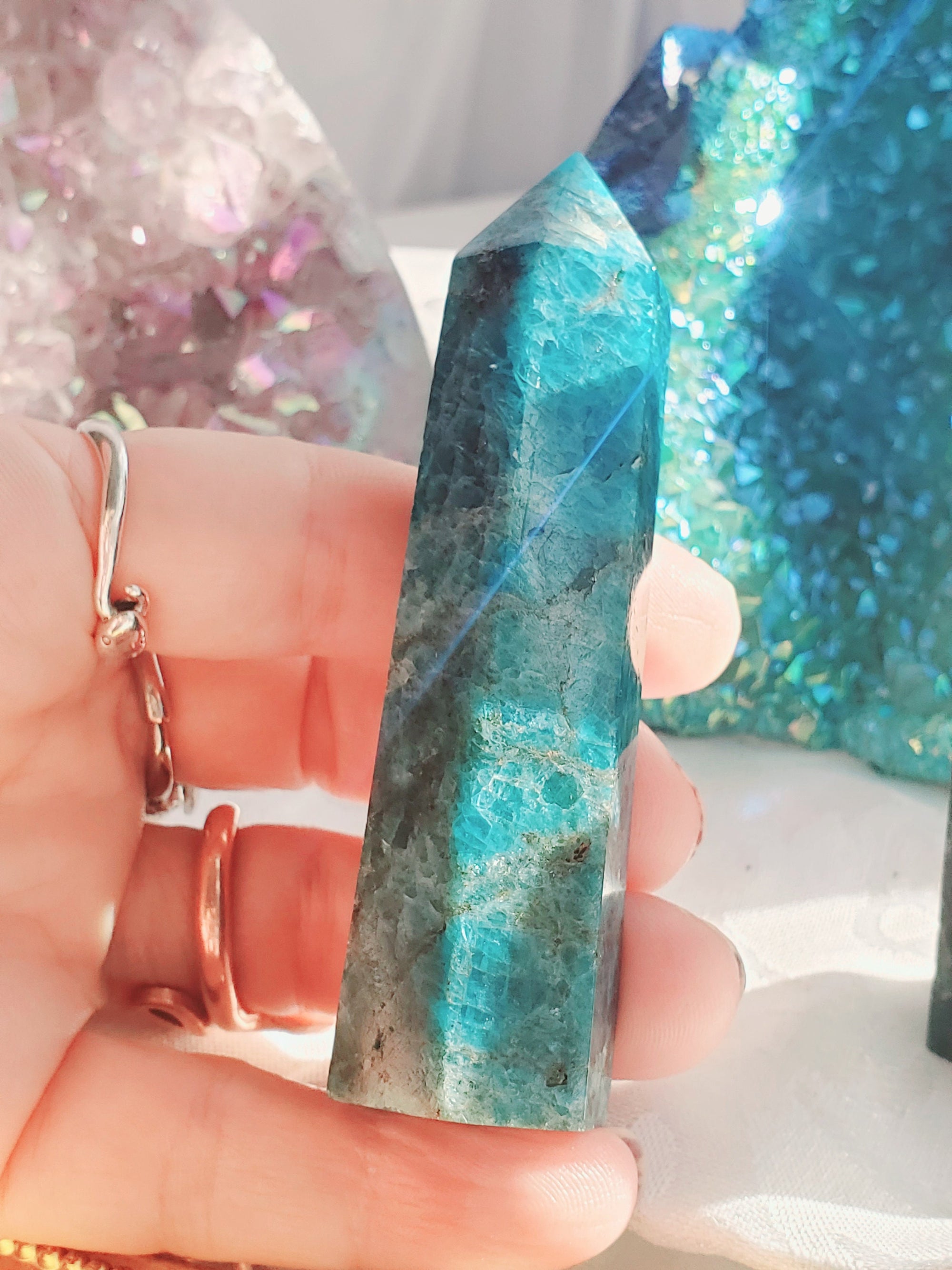 Apatite Gemstone Tower, Crystal Point, Healing Stone, Crystal Tower, Gift