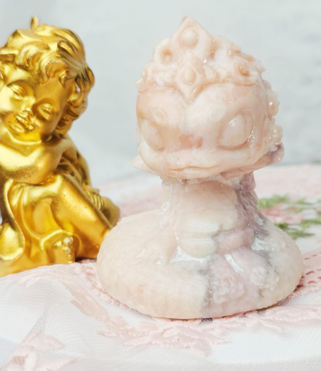 Pink Opal Snake Dragon, Pink Opal, Pink Dragon, Crystal Sculpture, Snake ,Dragon