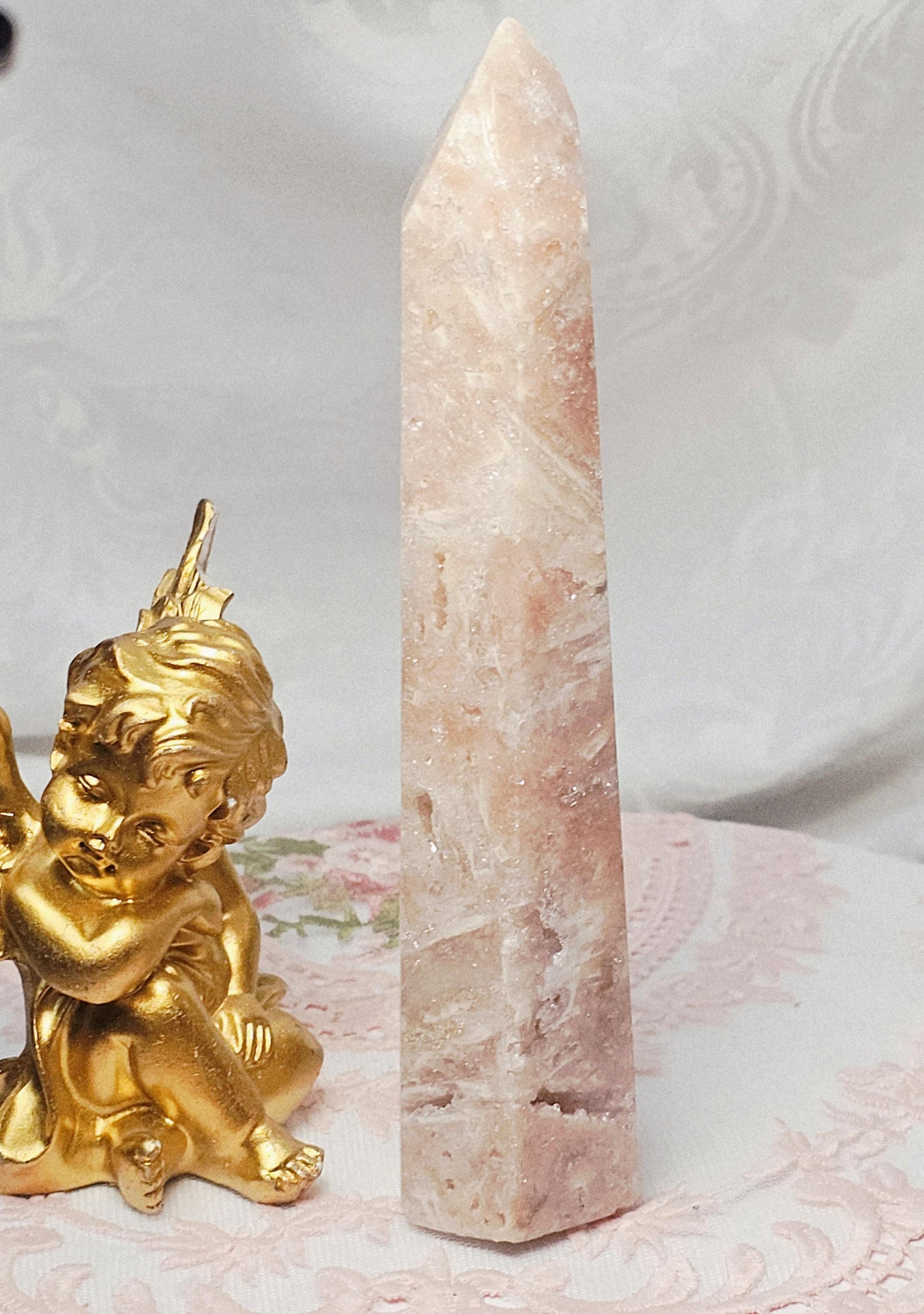 Pink Amethyst Tower with Druzy Tower, Crystal Tower ,Gift