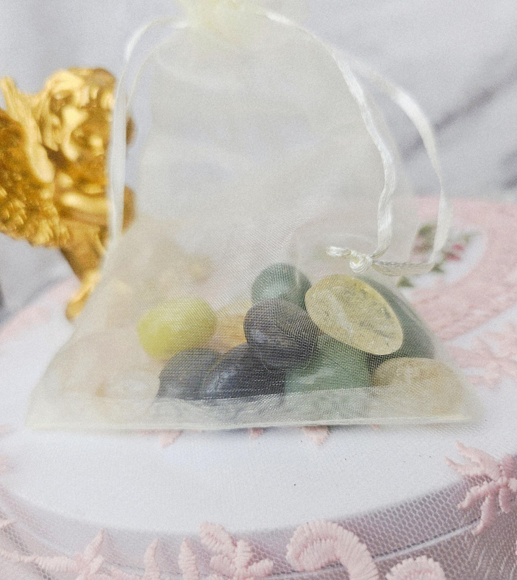 Abundance Crystal Set, 5 ounces of Crystals ,Money Draw Crystal Set, Reiki Energy, Feng Shui, Home Decor, Large Good Luck Crystal