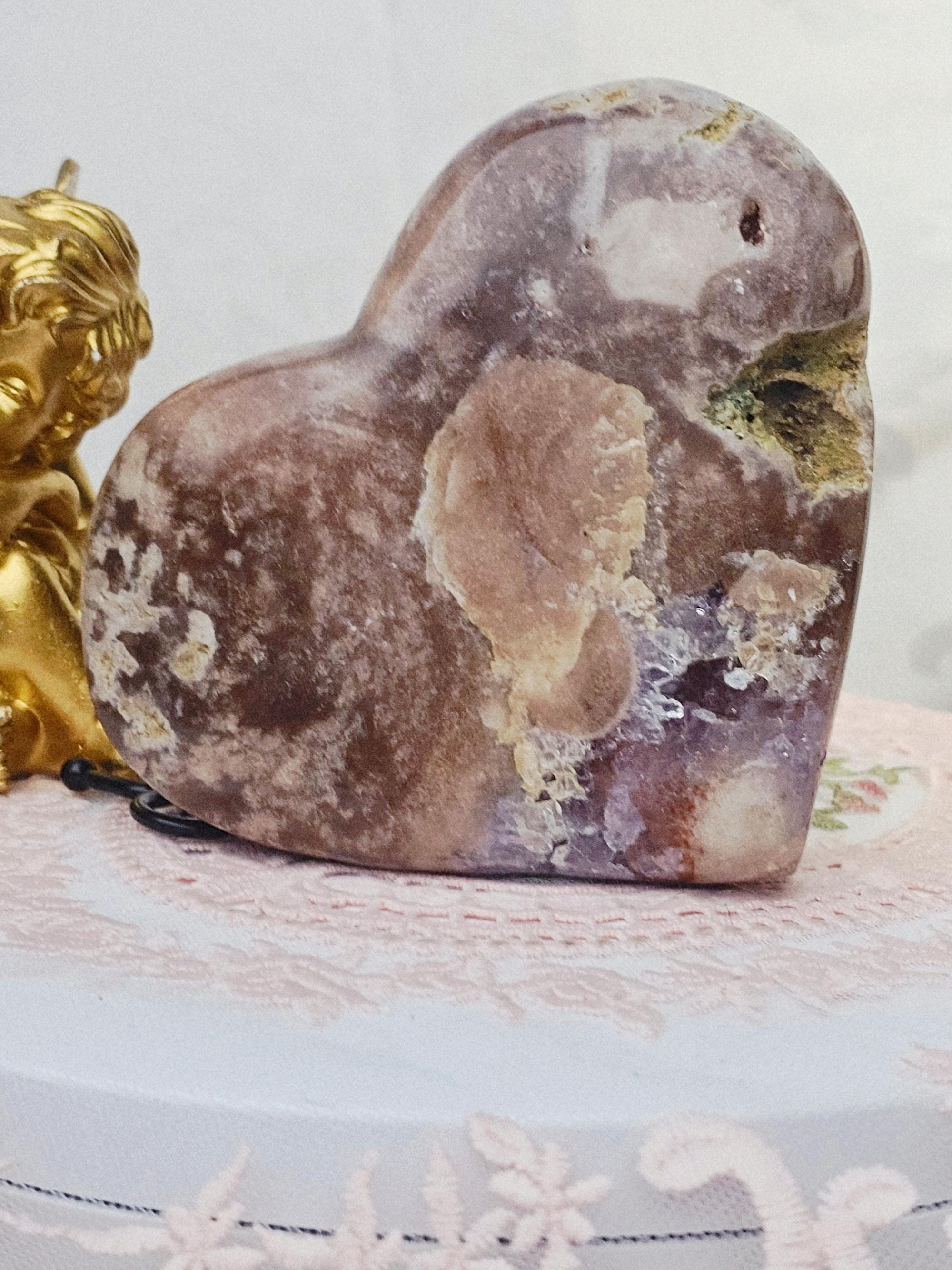 Brazilian Pink Amethyst Druzy Heart, Crystal Decor, 4.5 Inches
