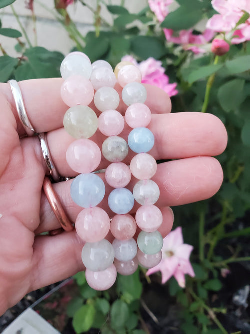 11mm Morganite Bracelet Good Vibe Healing Bracelet. Energies of Love, Peace, Joy and inner Strength. Bracelet Gift Ideas