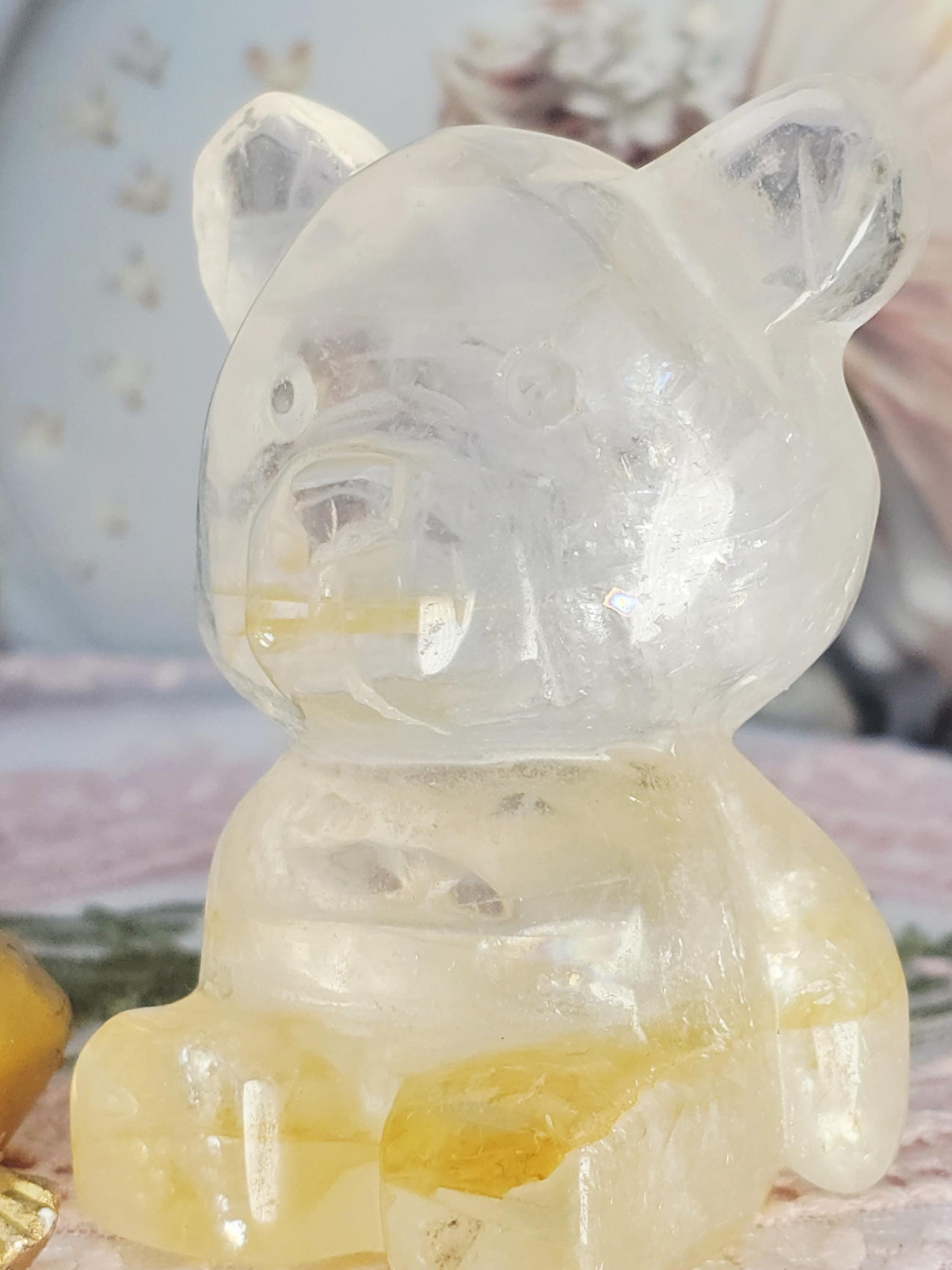 Golden Healer Quartz Bear, Bear Art, Teddie Bear, Cute Crystal, Feng Shui Crystal, Chakra Stone