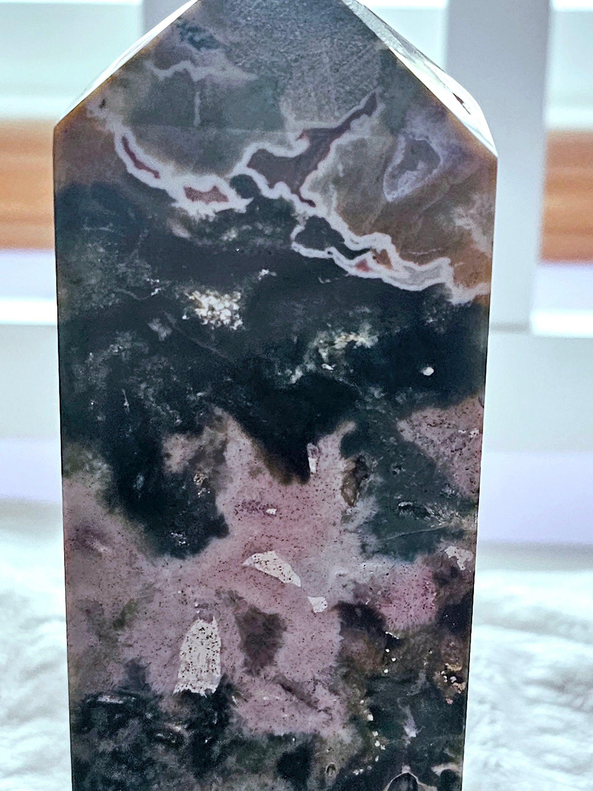 2lb 7oz Rare Colorful Druzy Ocean Jasper Tower, Big Druzy Tower