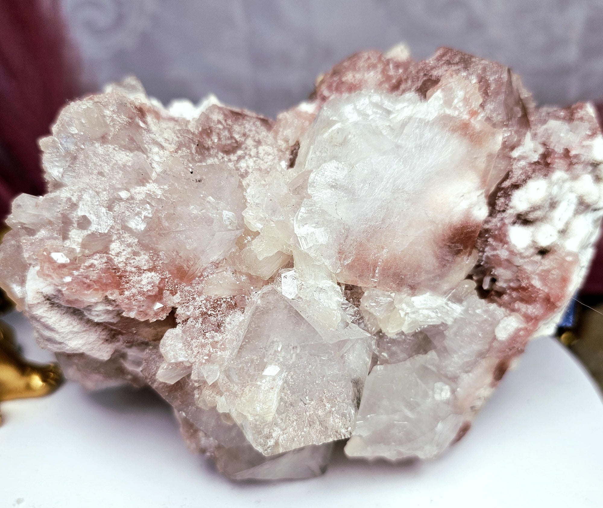 Rare Pink Cotton Candy Sugar Apophyllite Crystal Cluster from India