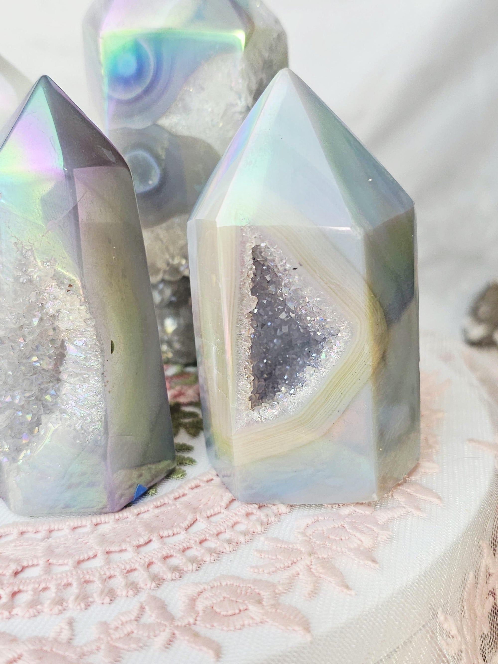 Aura Druzy Agate Towers, Crystal, Home Decor