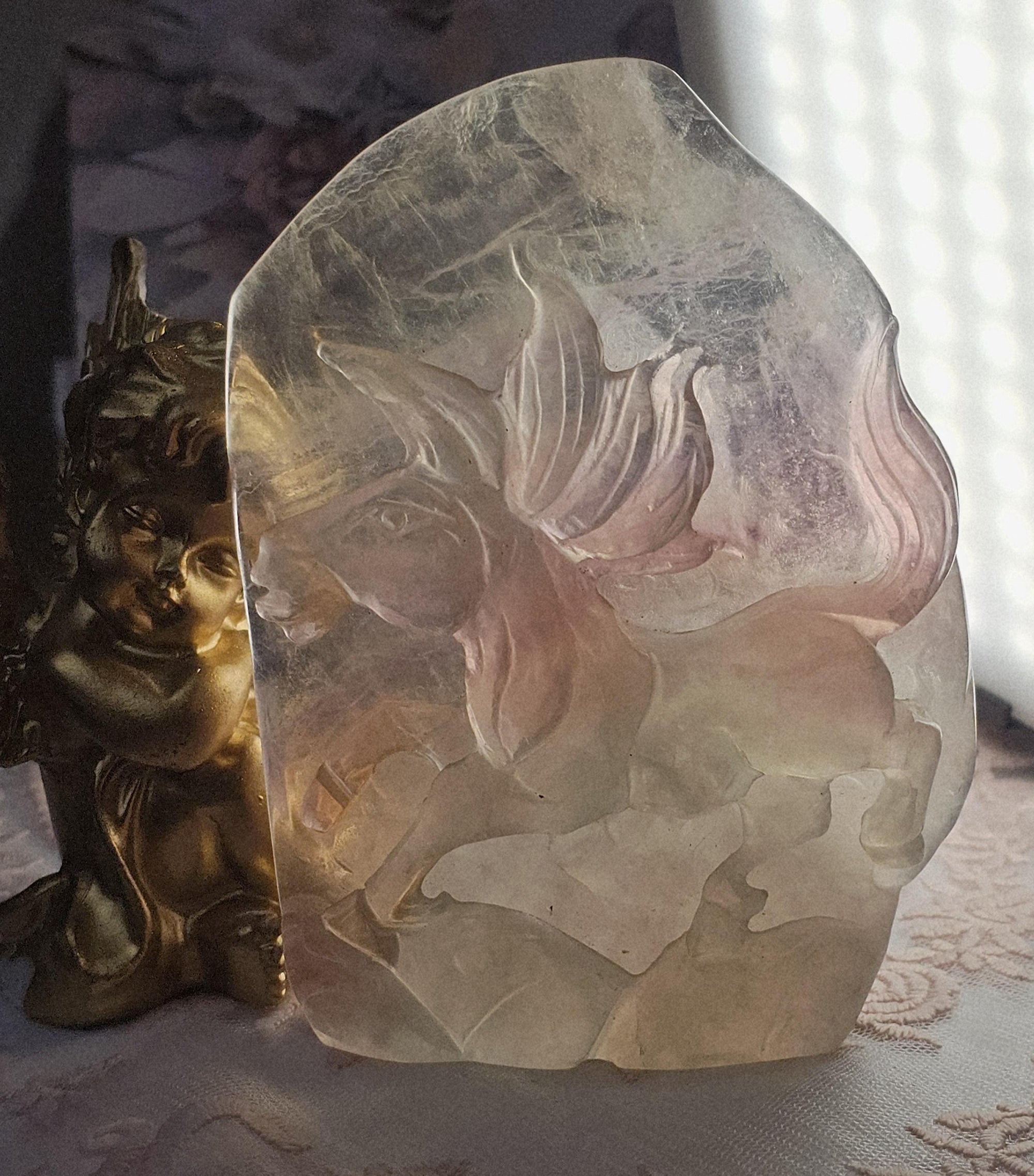 Rainbow Fluorite Horse Sculpture, Handmade Crystal Figurine