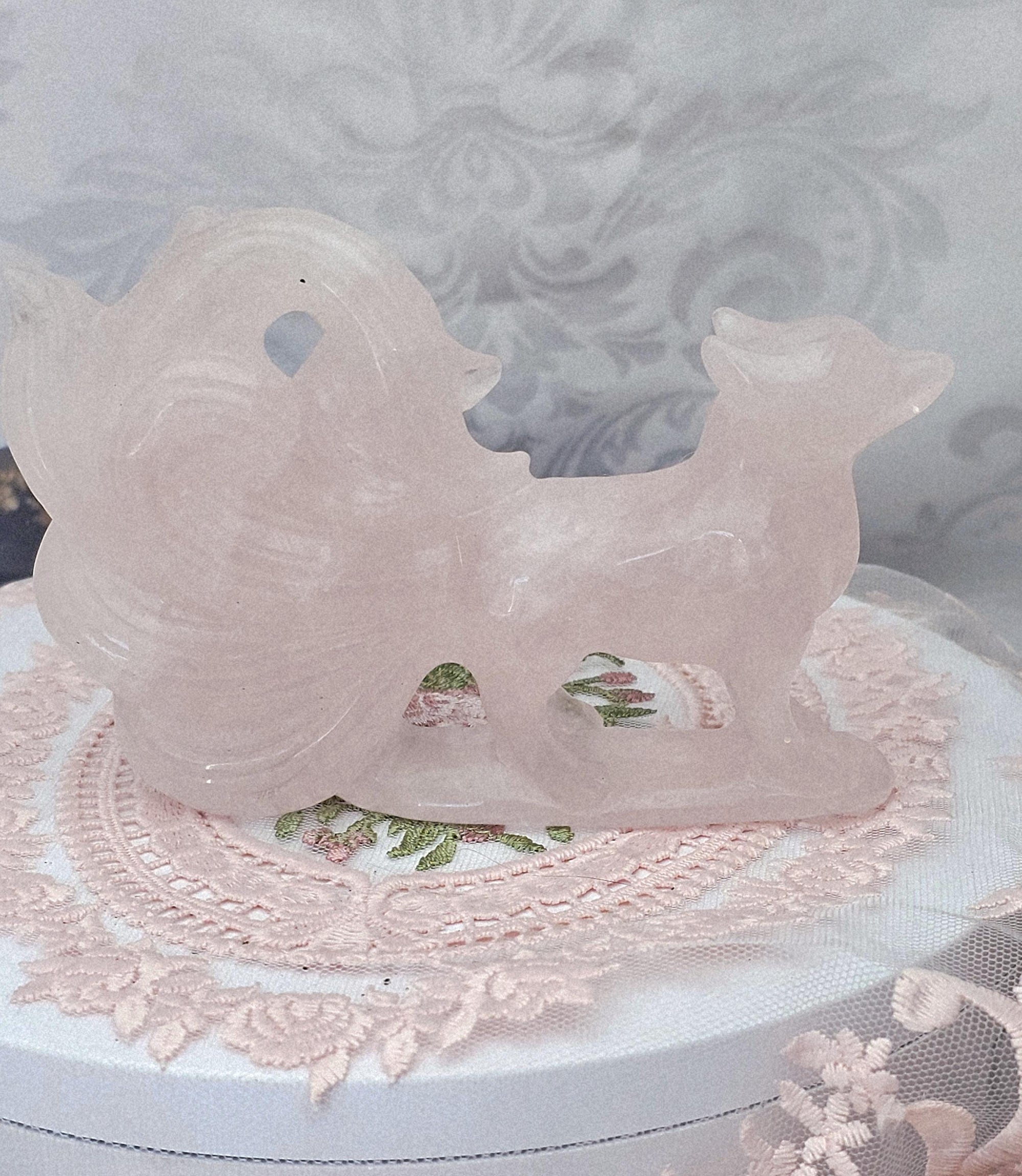 Large Rose Quartz Nine Tail Fox, Kitsune, Anime, Gift, Home decor