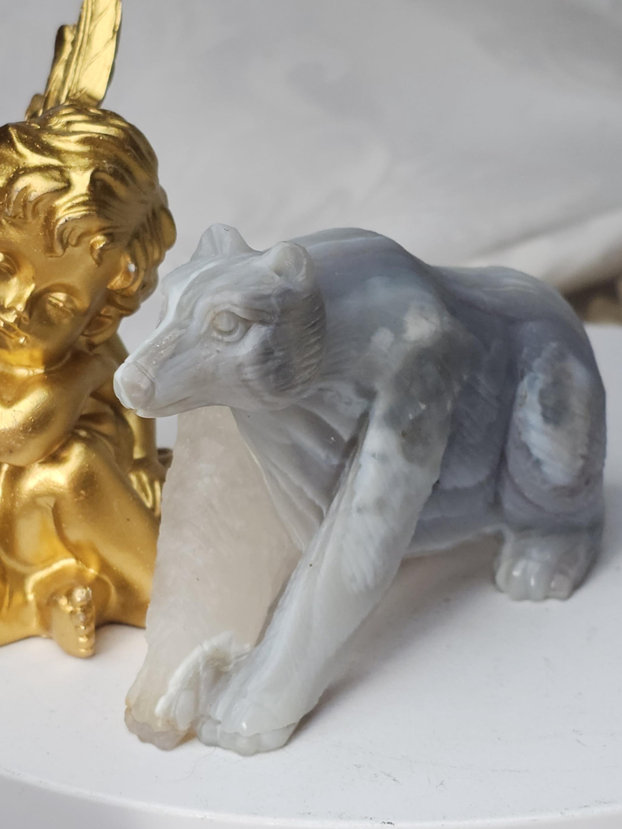 Druzy Agate Bear, Bear Statue, Crystal, Home Decor, Sculpture