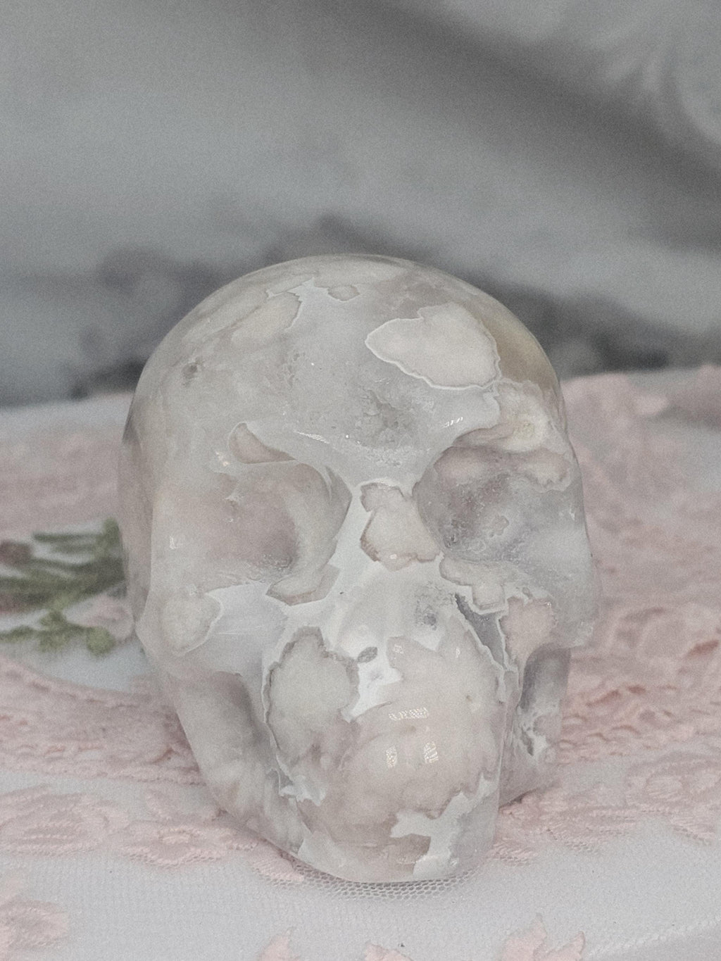 Flower Agate Skull  / Cherry Blossom / High Quality / Crystal Energy / Chakra Stone / Crystal Healing / Meditation Stone