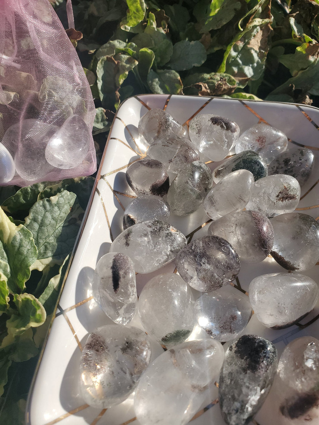 5 Garden Quartz Tumble Stones, Scenic Healing Crystals