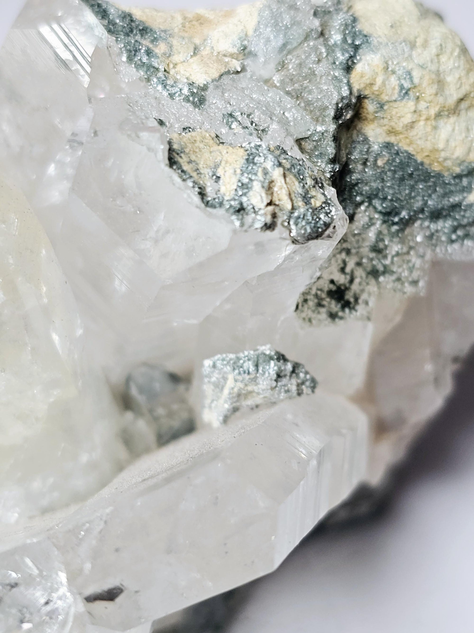 RARE LG  Lemurian Quartz Cluster in Fuschite, Columbia, Crystal Cluster