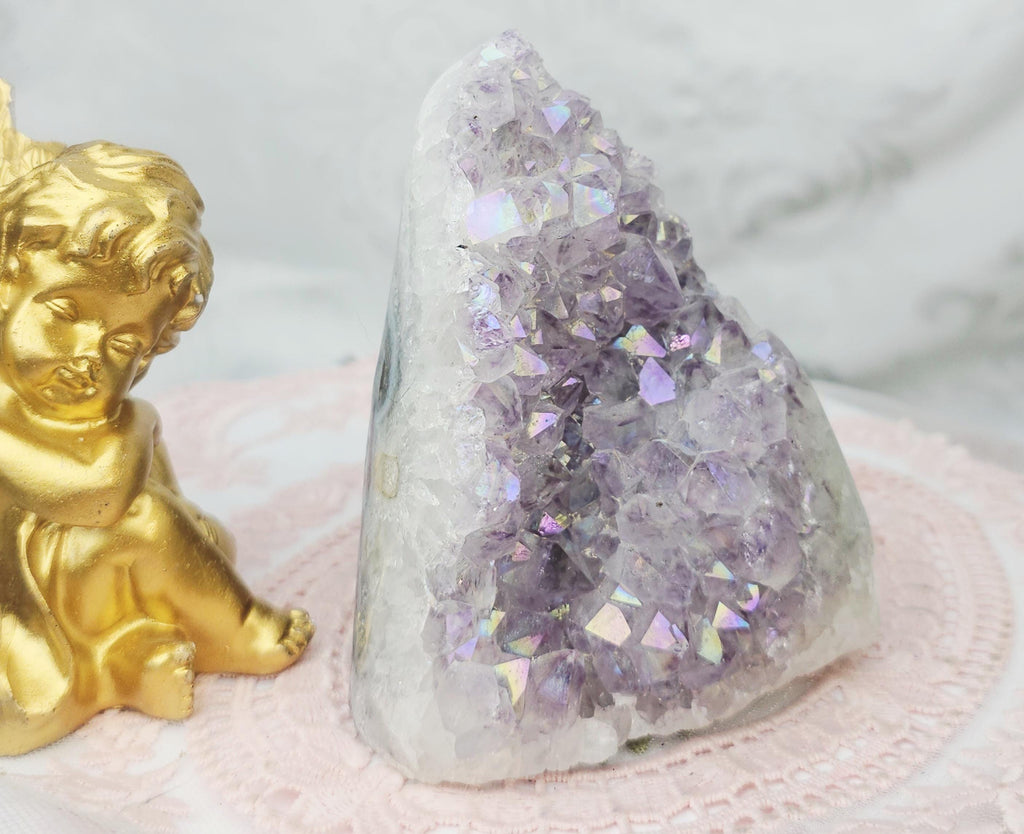 Rare Angel Aura Amethyst Cutbase, Angel Aura Amethyst, Statement Piece
