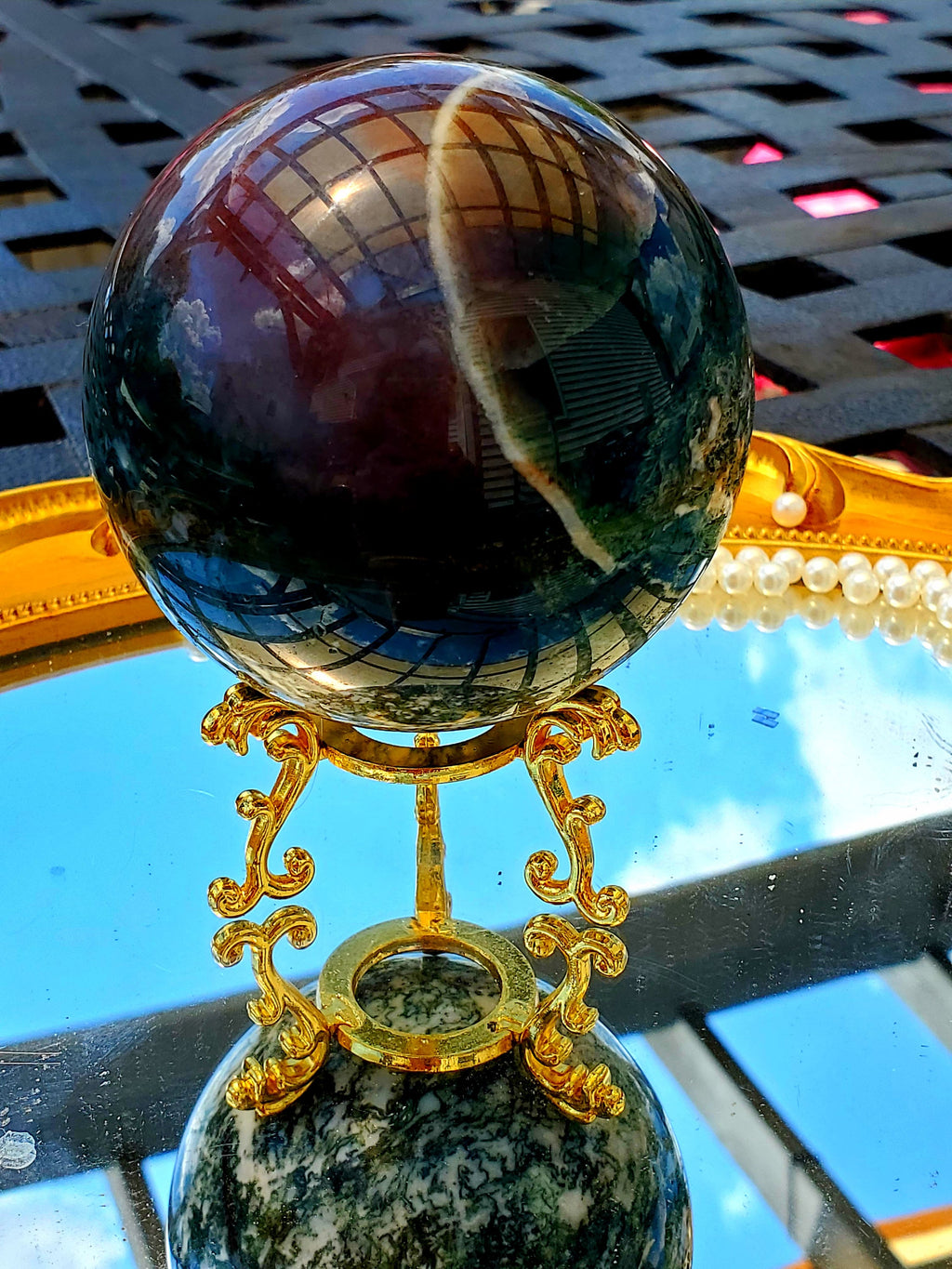 Moss Agate Crystal Sphere, Moss Agate Crystal Ball, crystals, Healing crystals