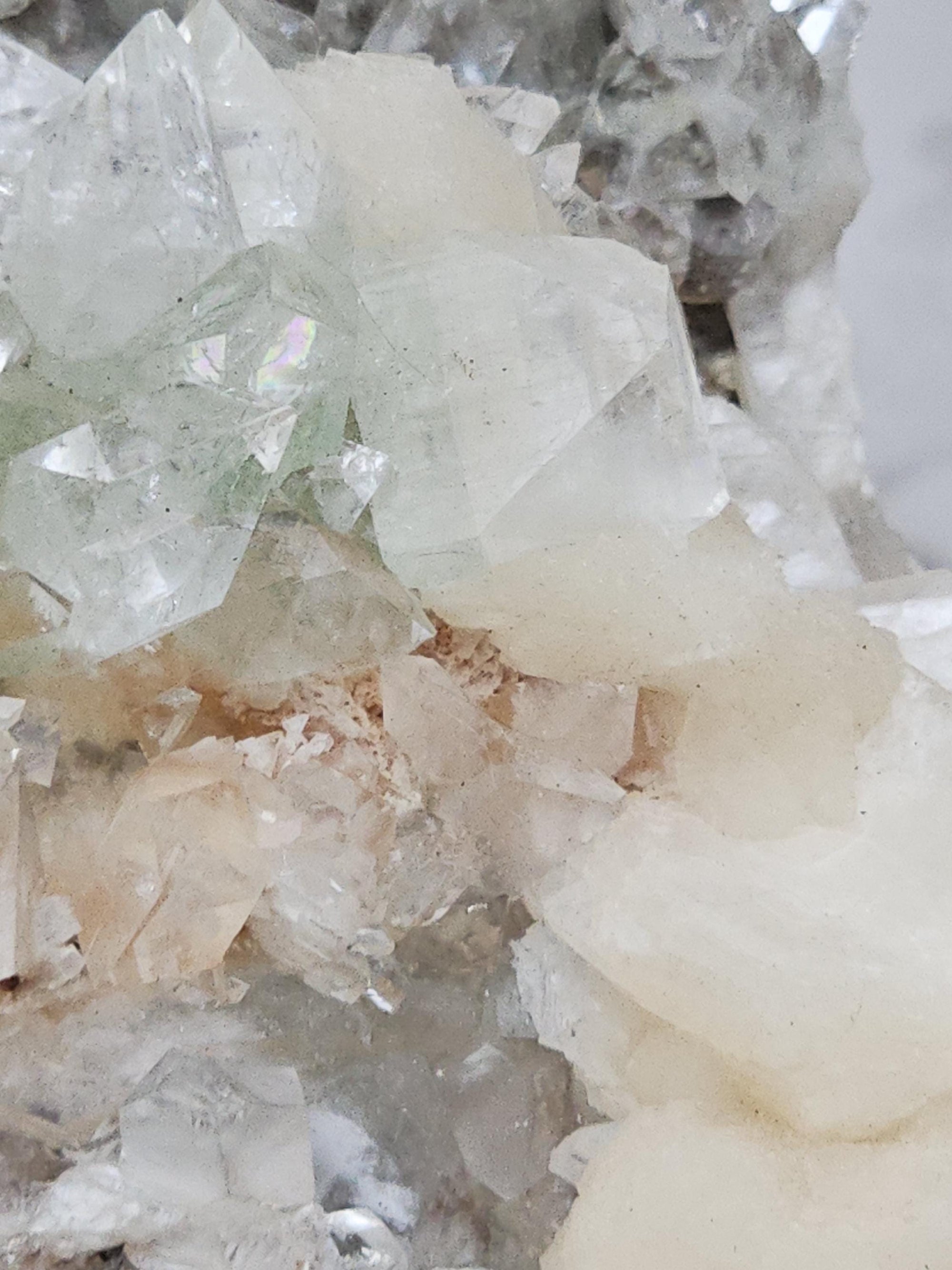 RARE Lg Green and White Diamond Apophyllite with Stillbite from India , Apophyllite, Statement Piece, Crystal