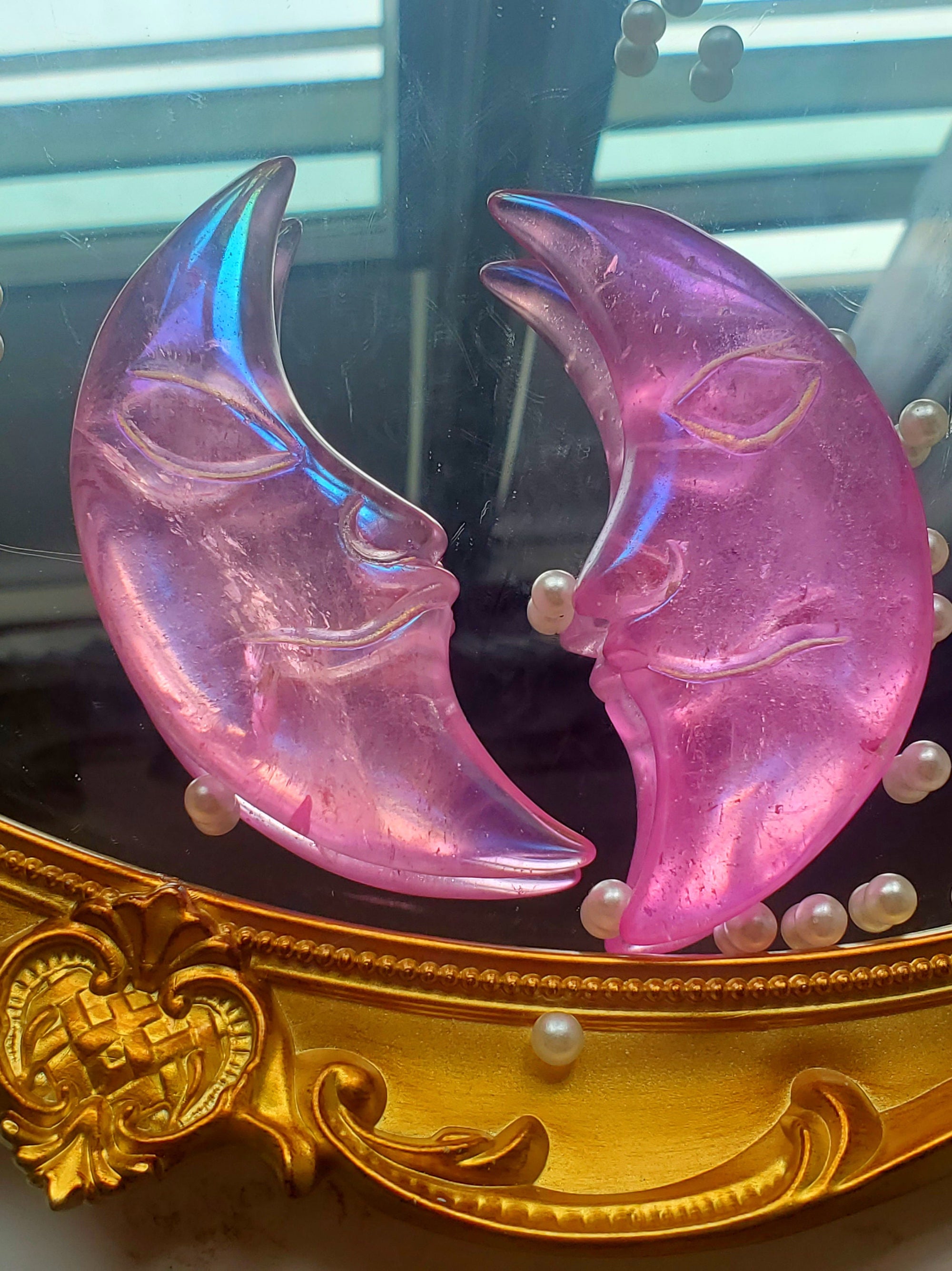 Aura Clear Quartz Moon, Angel Aura, Moon crystal,Crystal