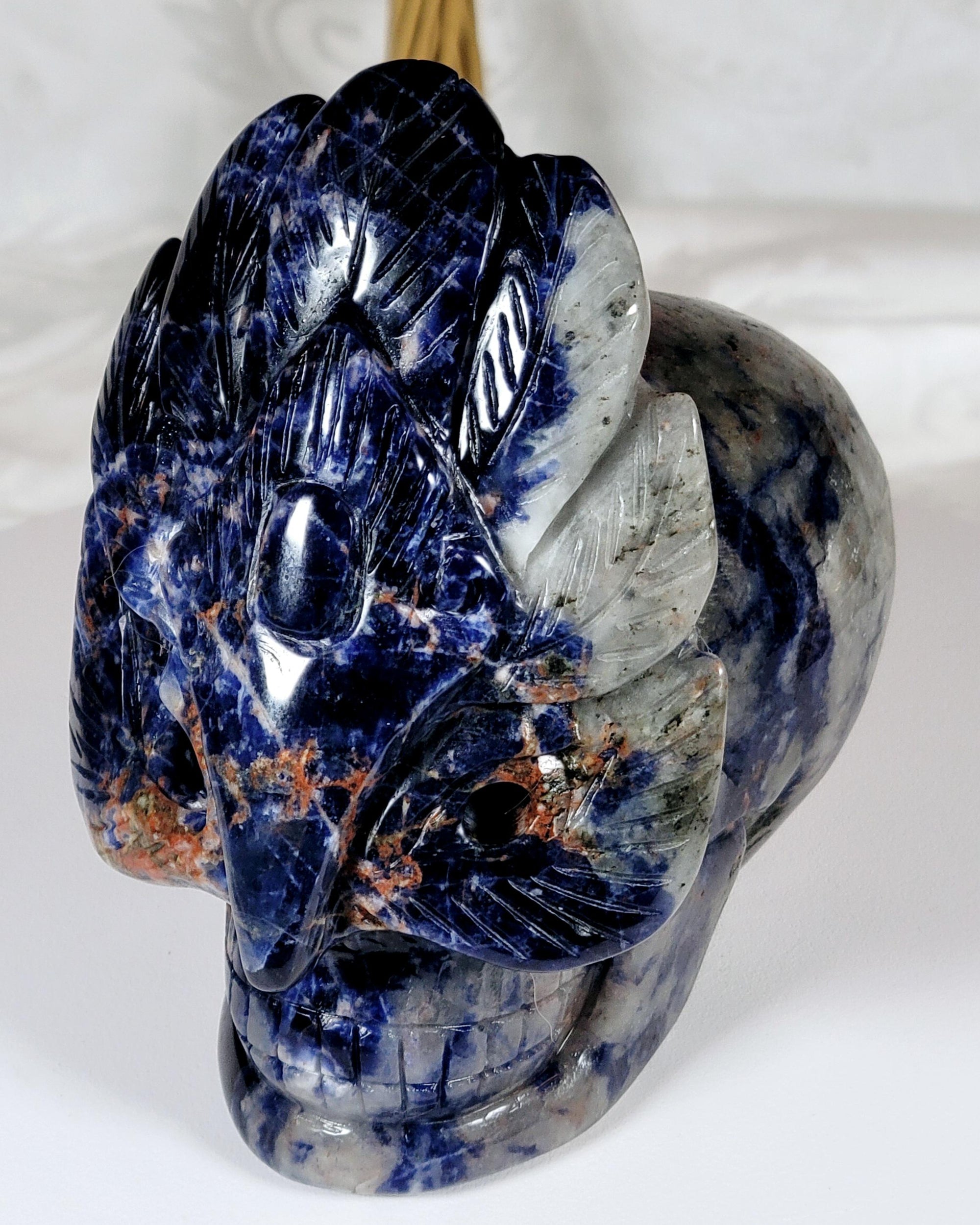 Sodalite Crystal Skull, Home Decor, UV Reactive